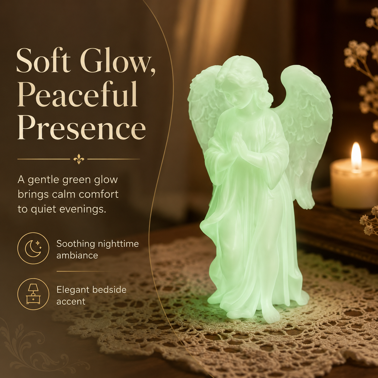 Luminous Prayer Angel Statue
