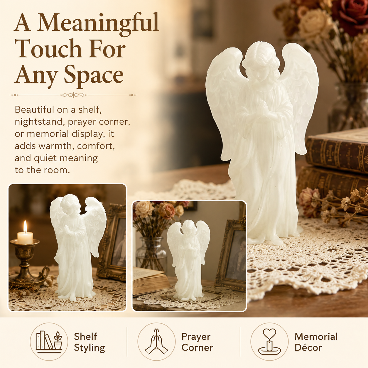 Luminous Prayer Angel Statue