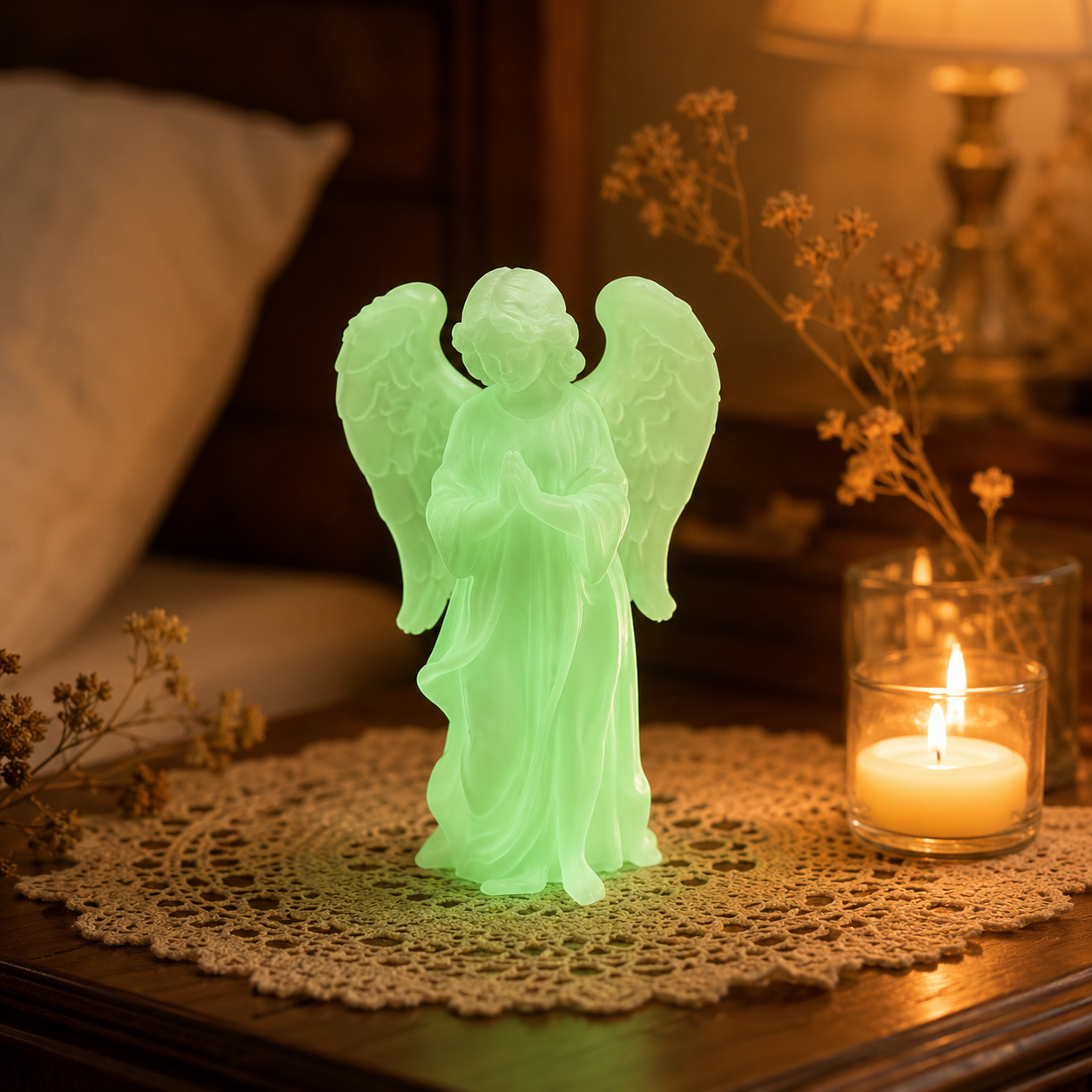 Luminous Prayer Angel Statue