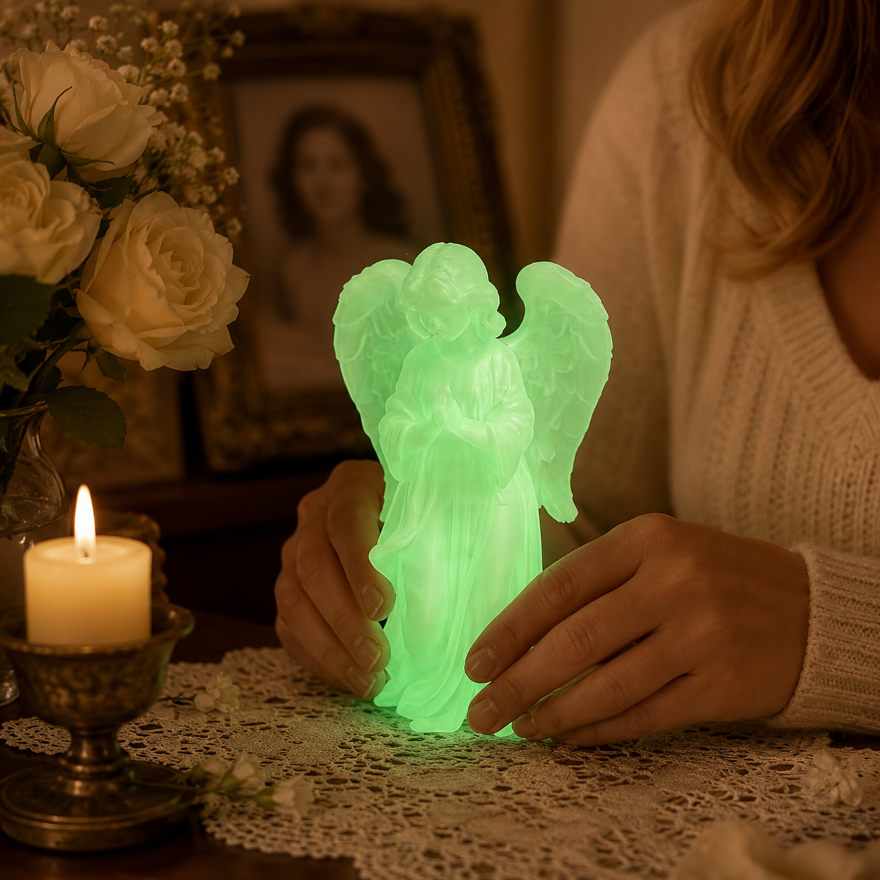 Luminous Prayer Angel Statue
