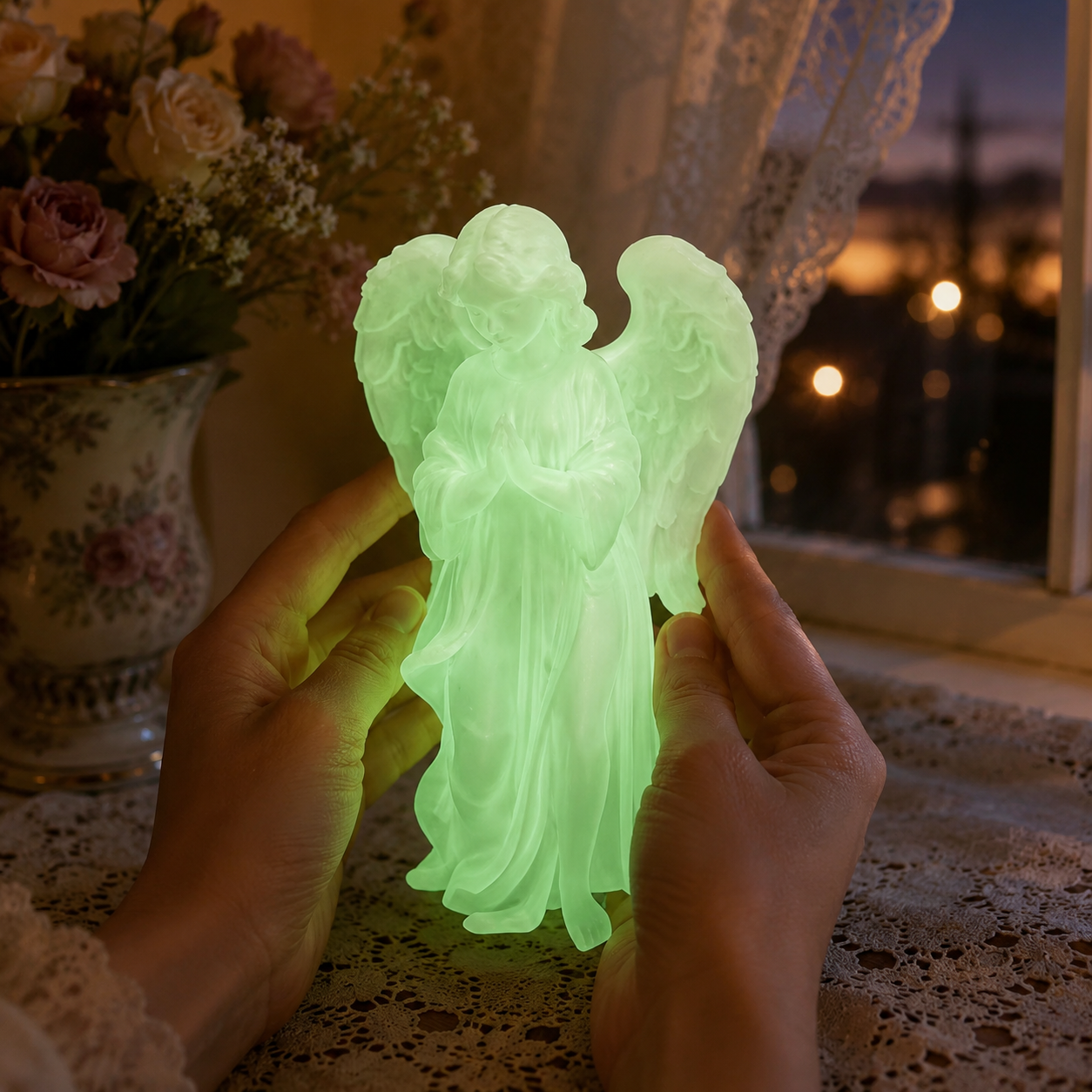 Luminous Prayer Angel Statue