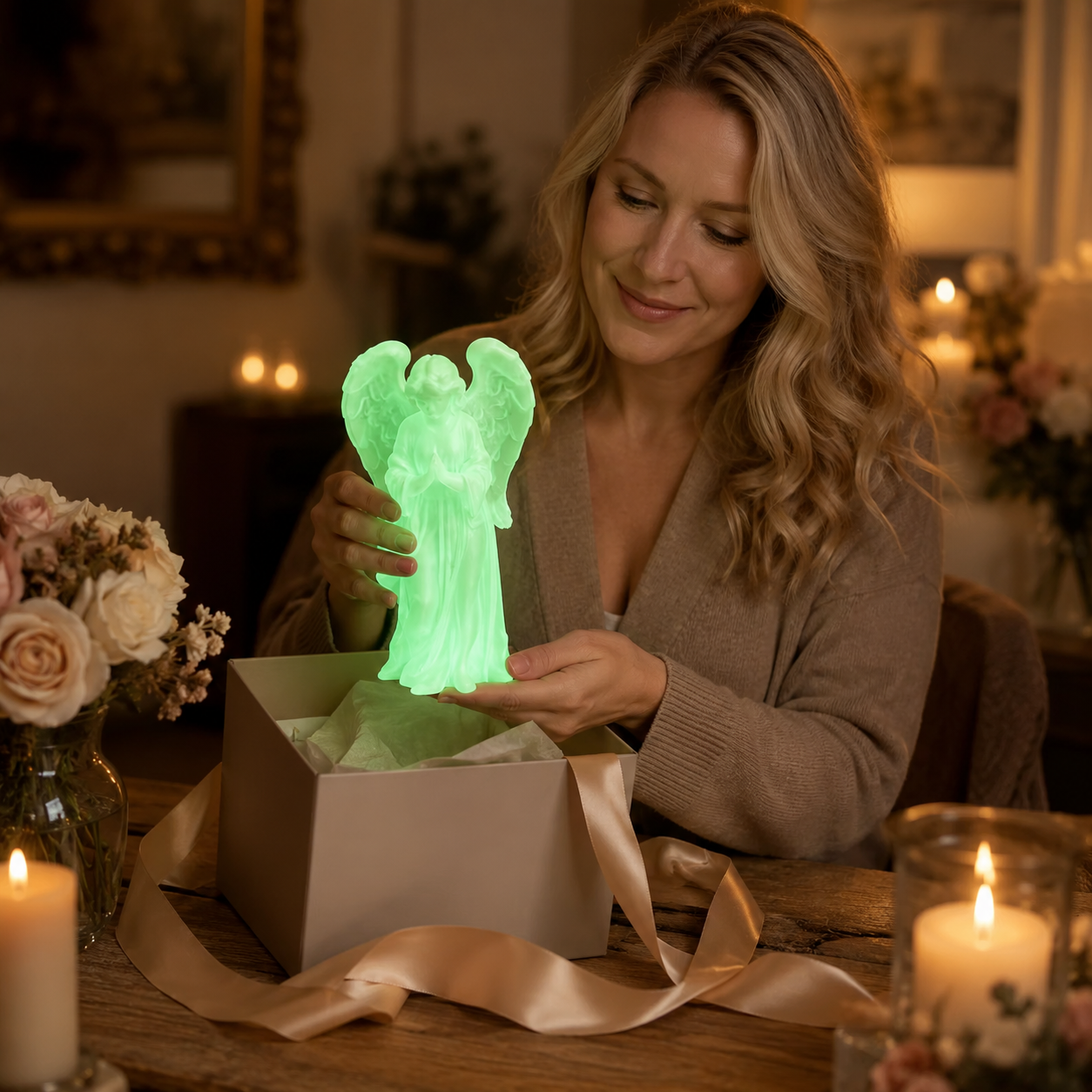 Luminous Prayer Angel Statue