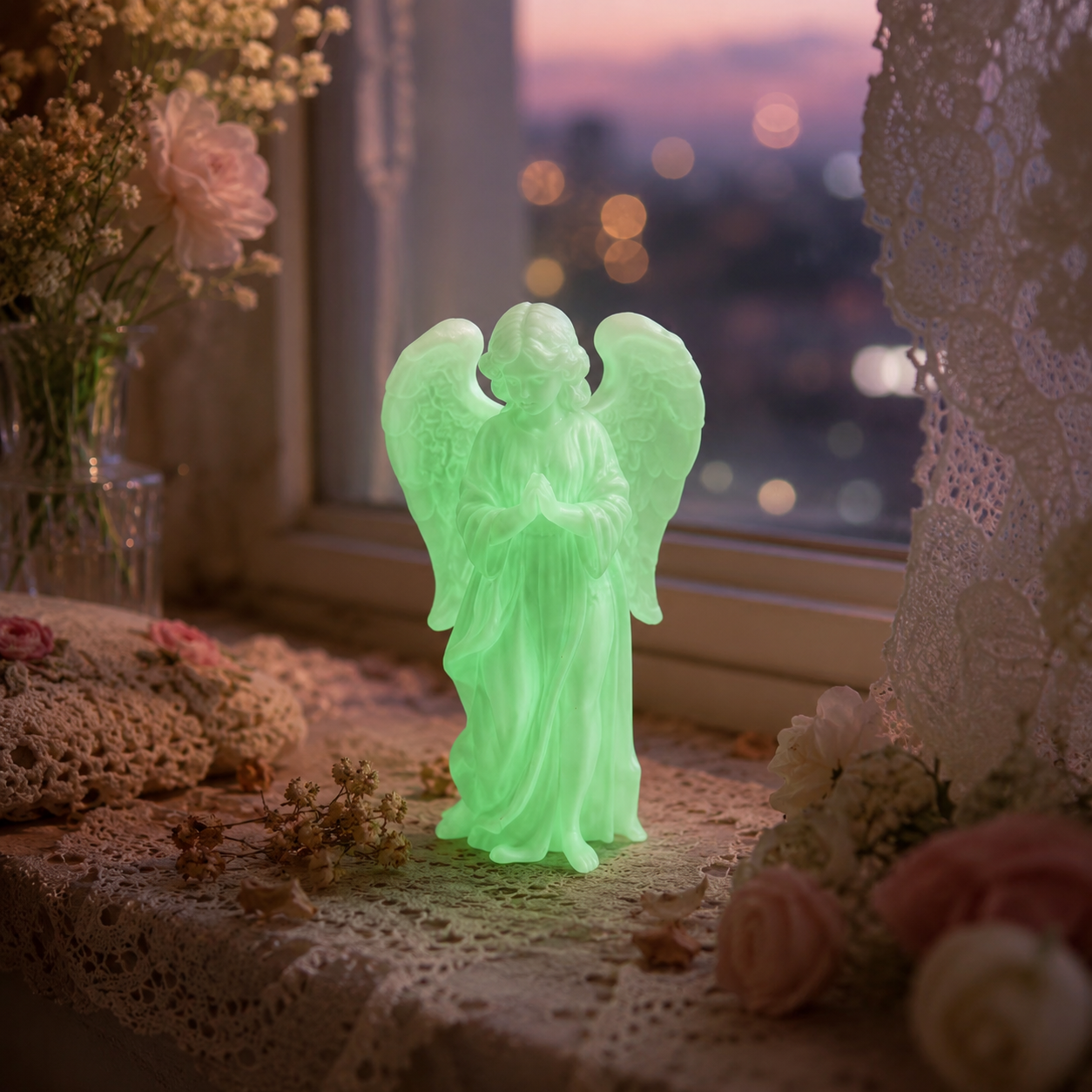 Luminous Prayer Angel Statue