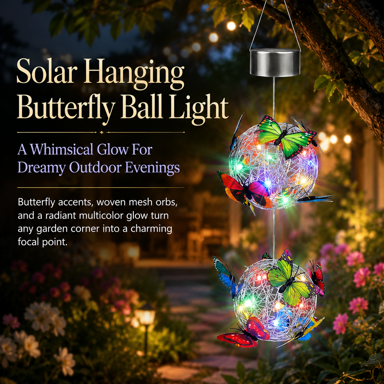 Solar Hanging Butterfly Ball Light