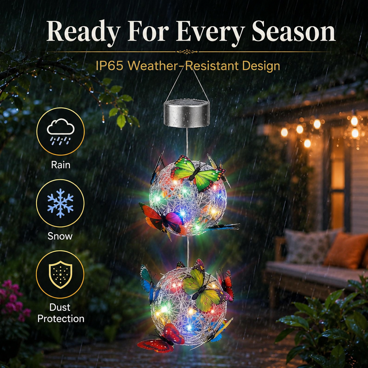 Solar Hanging Butterfly Ball Light