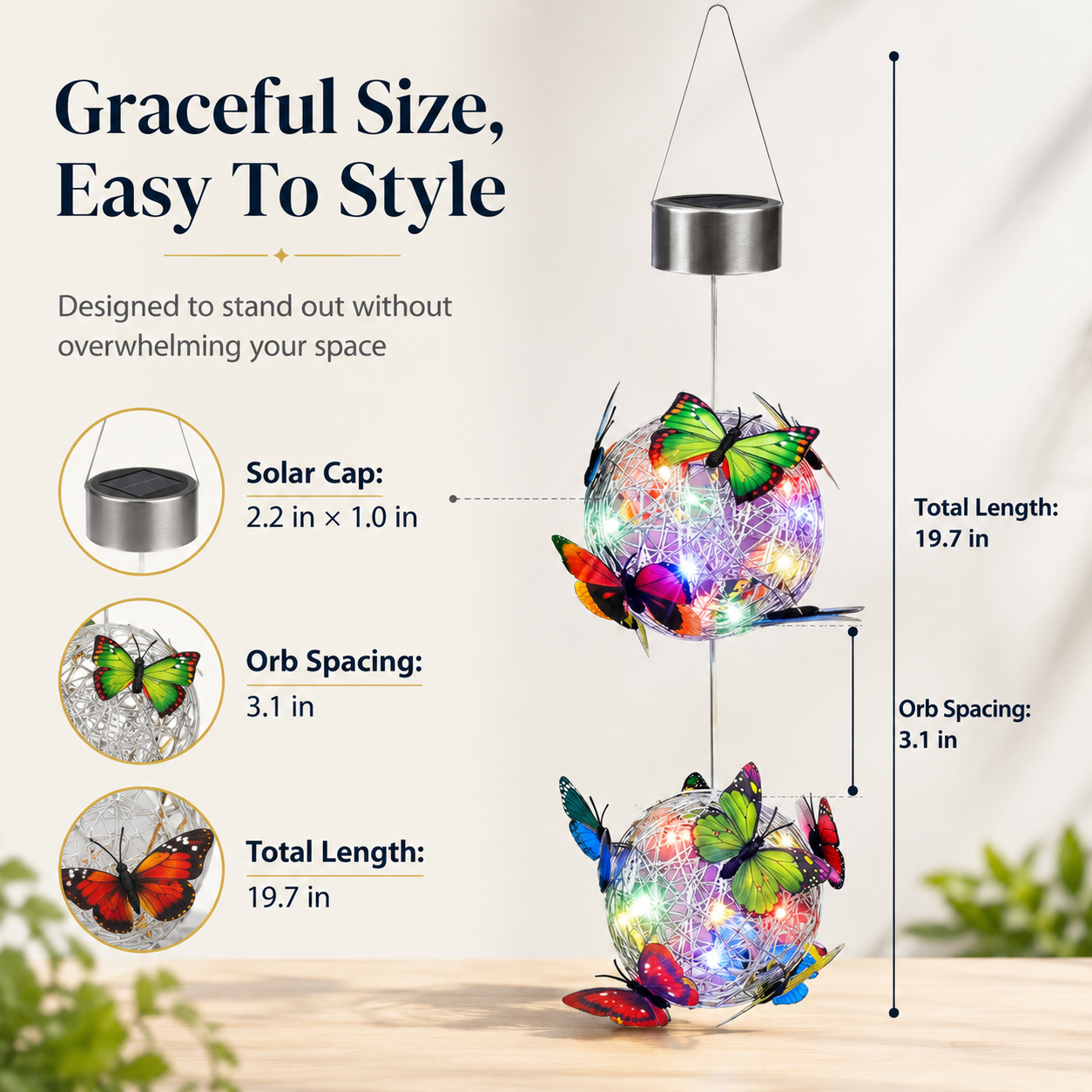 Solar Hanging Butterfly Ball Light