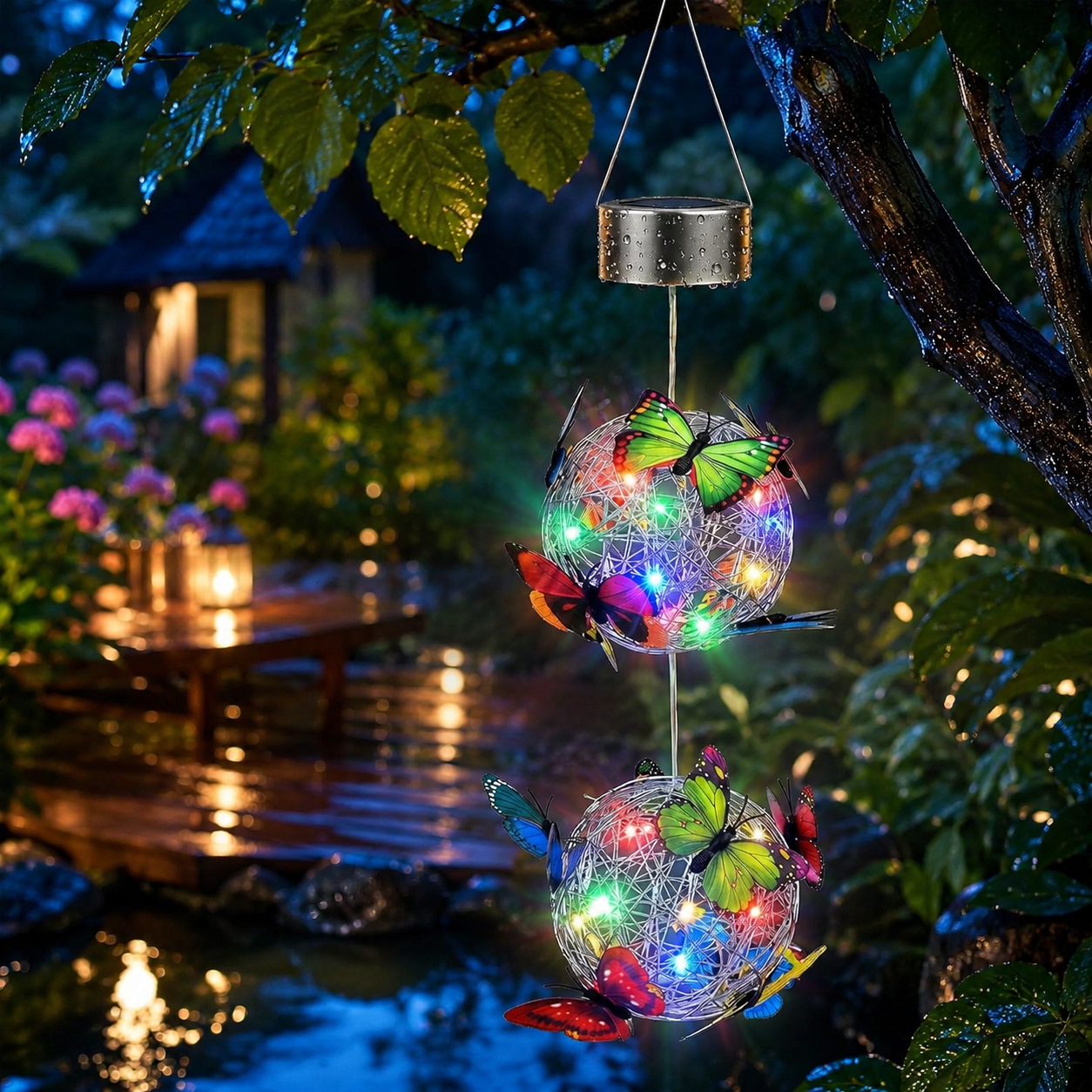 Solar Hanging Butterfly Ball Light