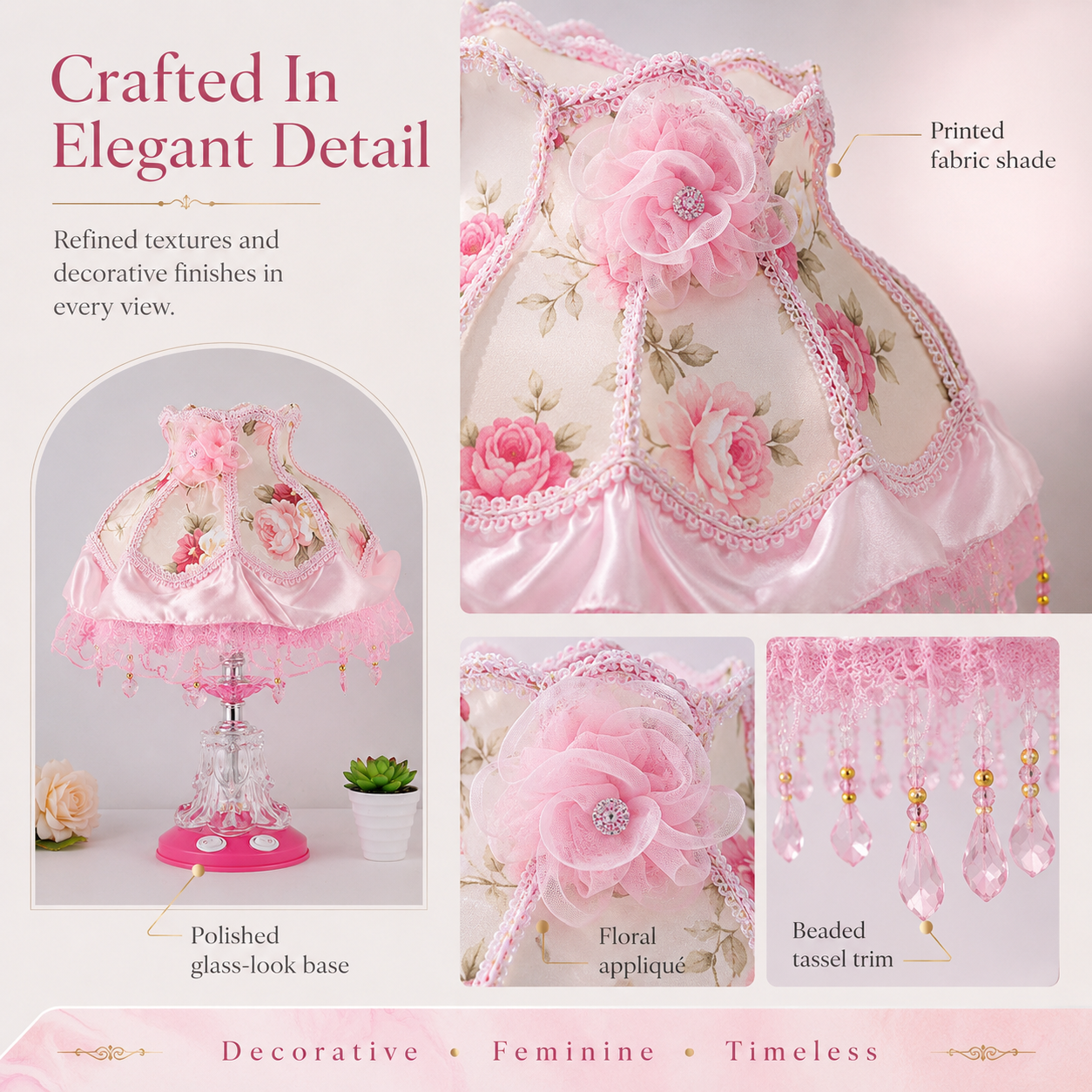 Rosette Manor Vintage Princess Table Lamp