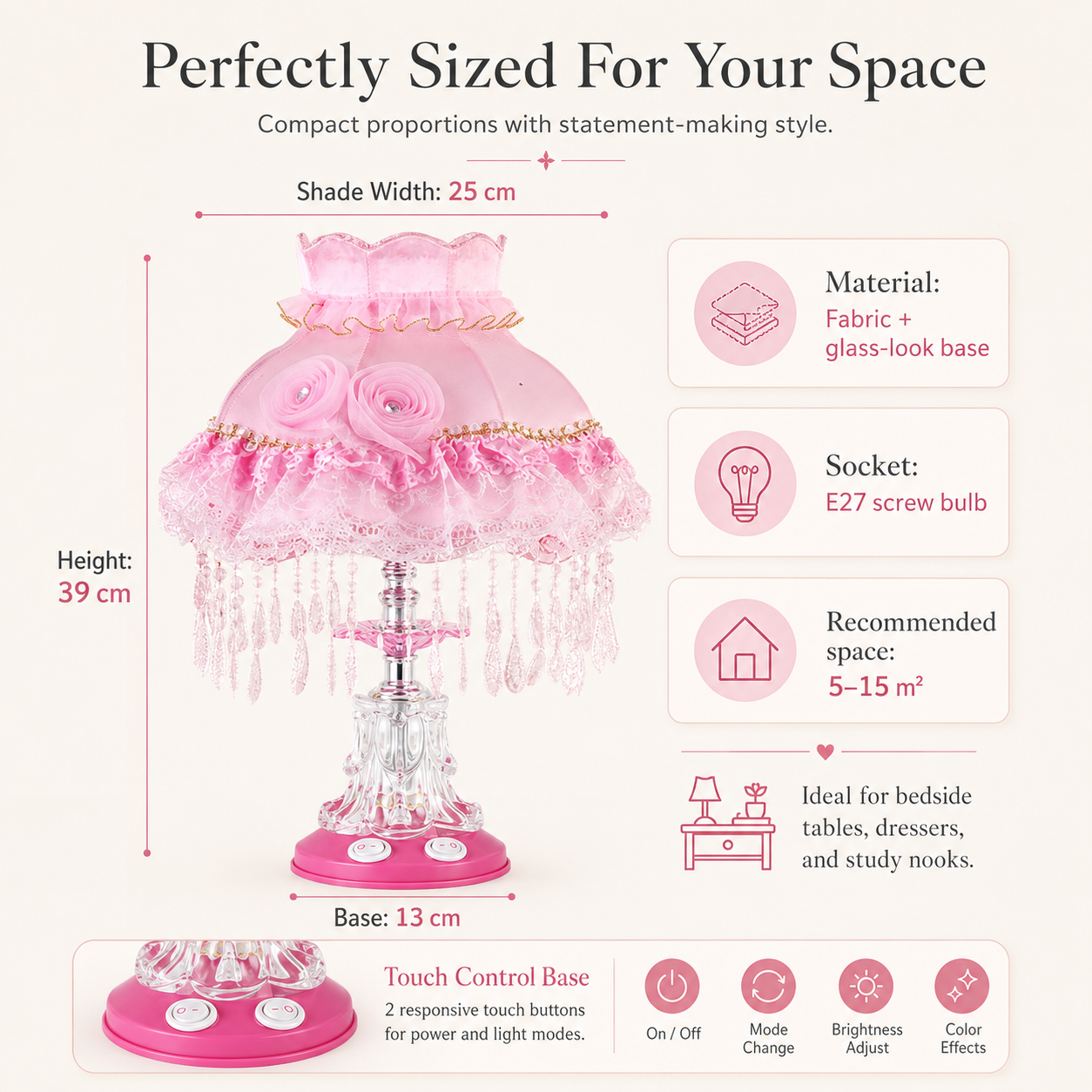 Rosette Manor Vintage Princess Table Lamp