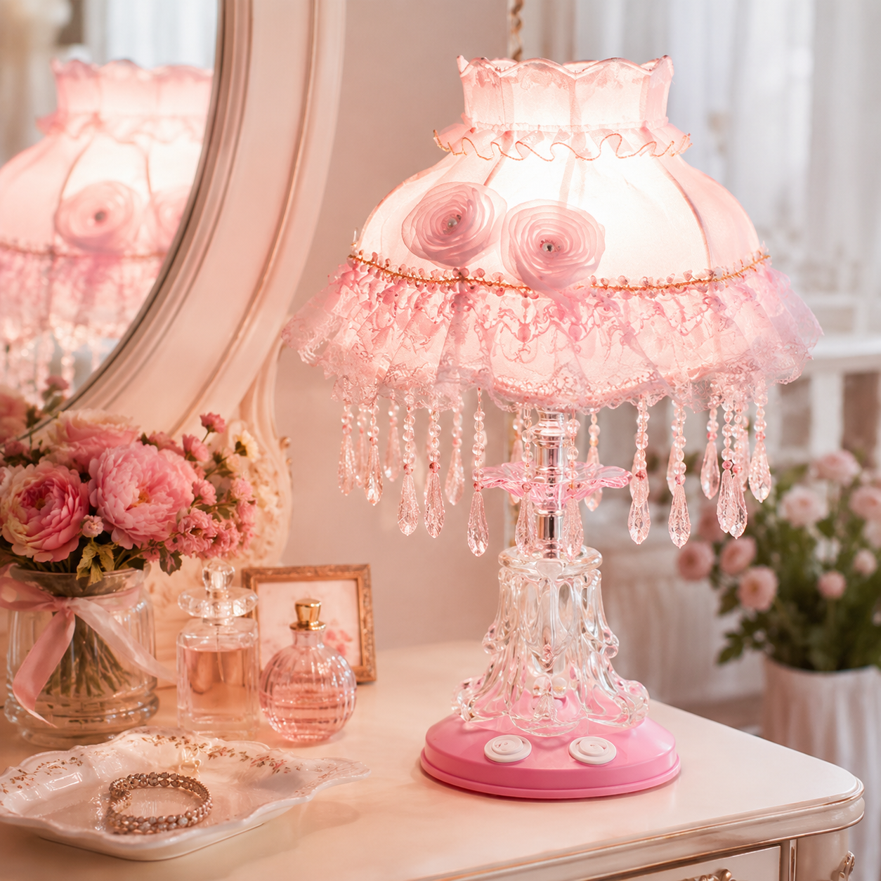 Rosette Manor Vintage Princess Table Lamp