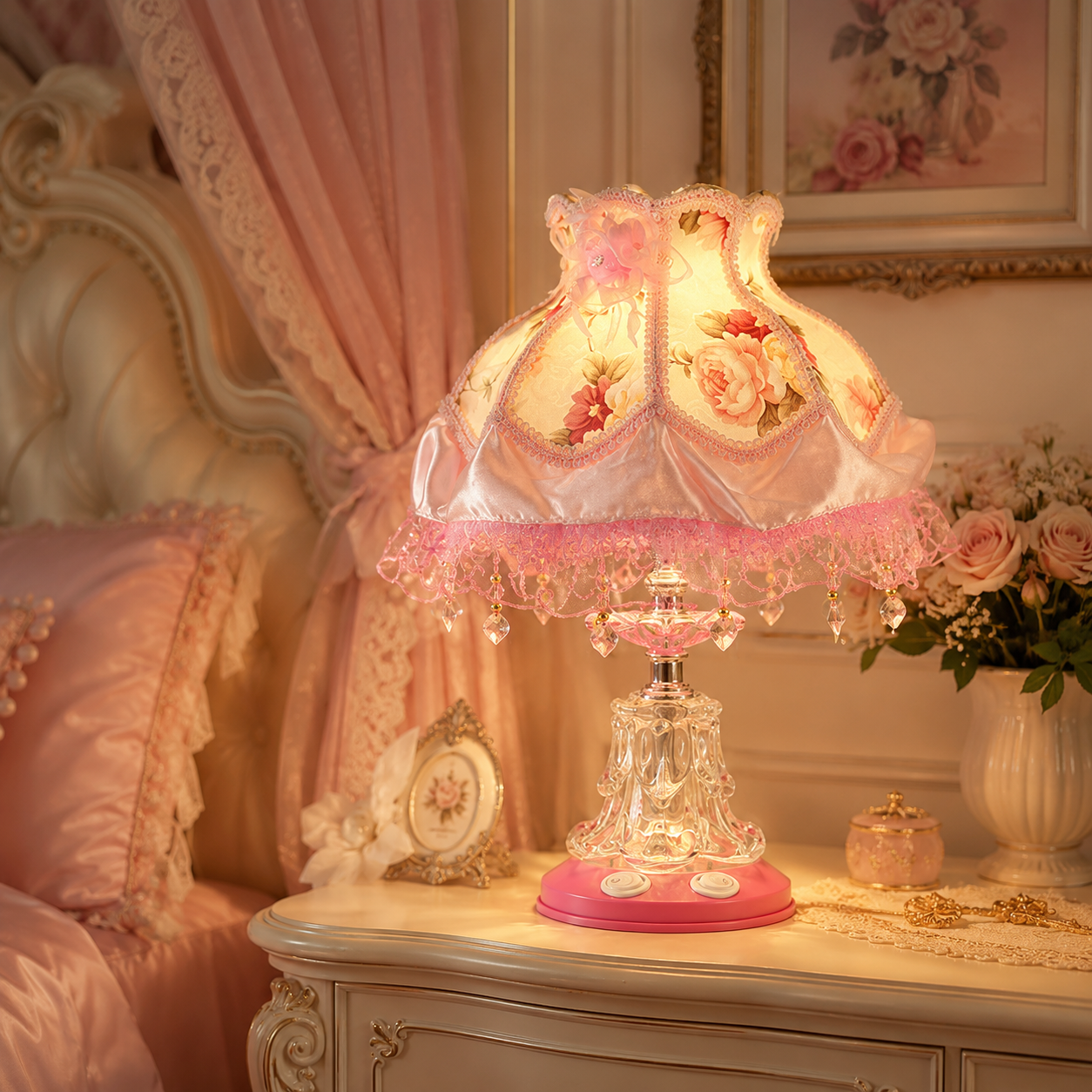 Rosette Manor Vintage Princess Table Lamp