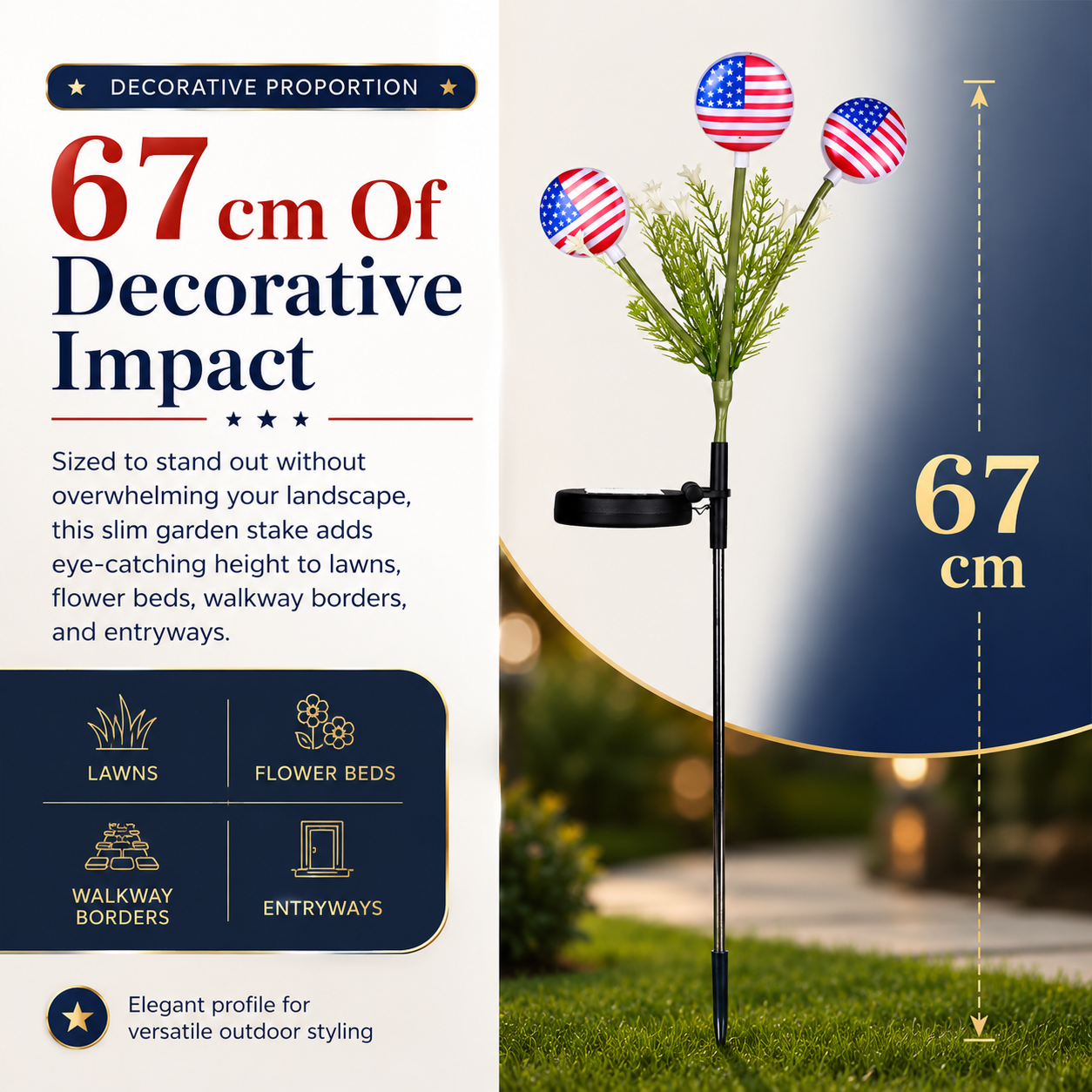 Solar American Flag Garden Stake Lights