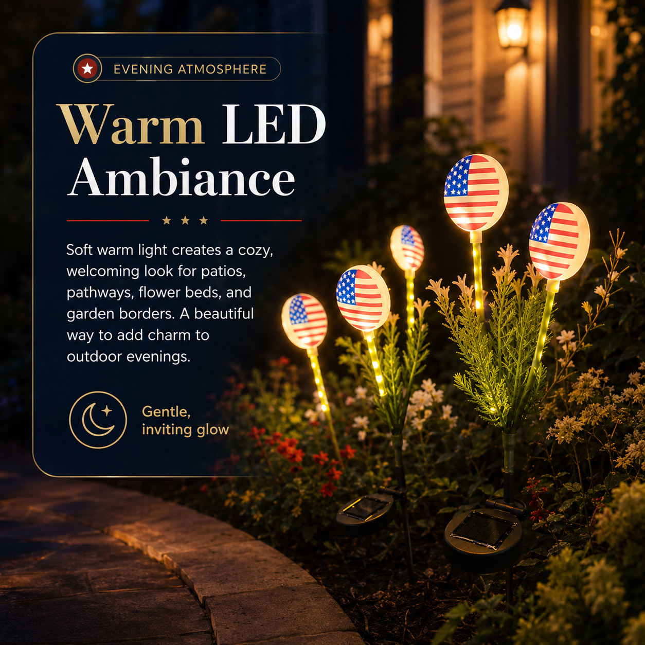 Solar American Flag Garden Stake Lights