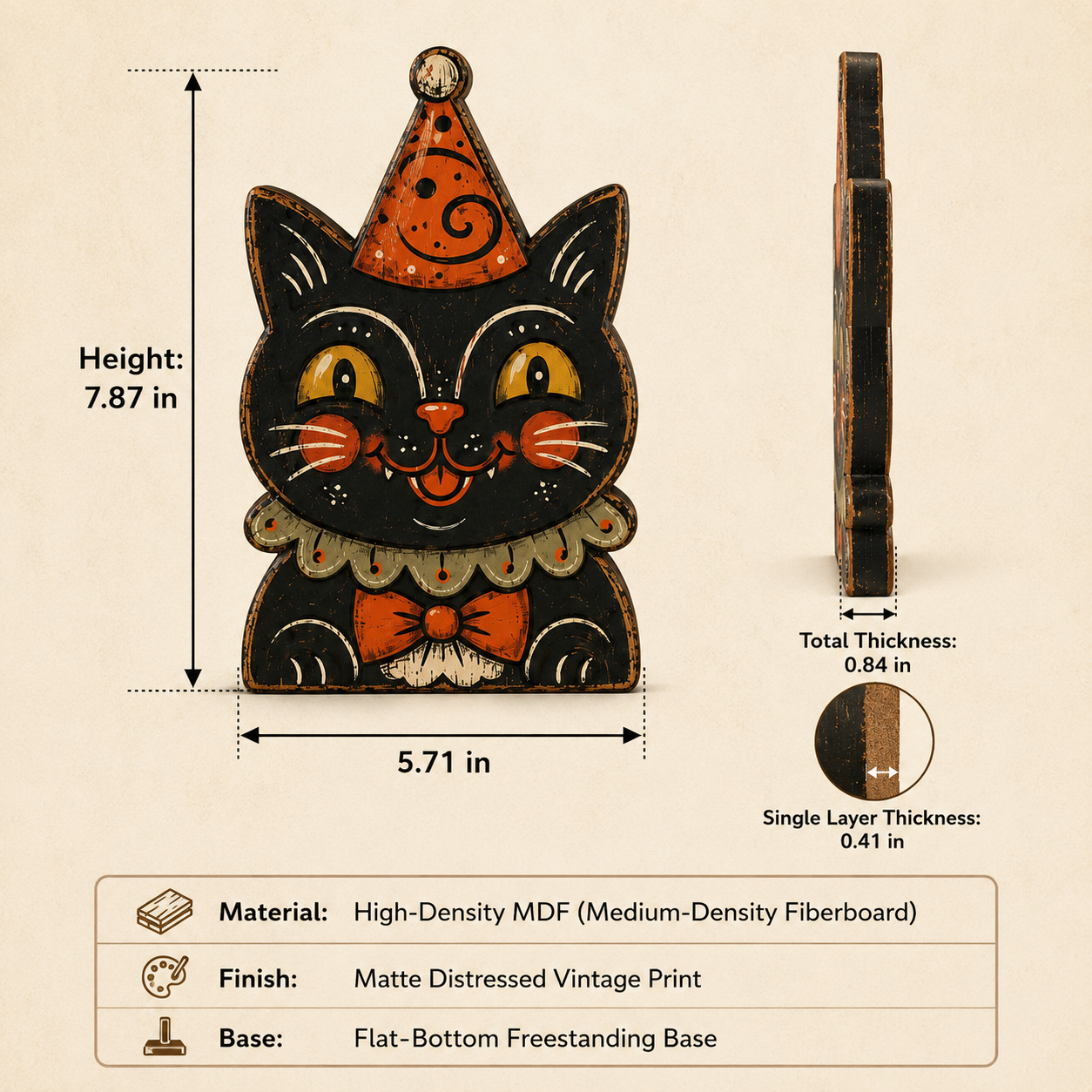 Vintage Halloween Wooden Character Tabletop Decor