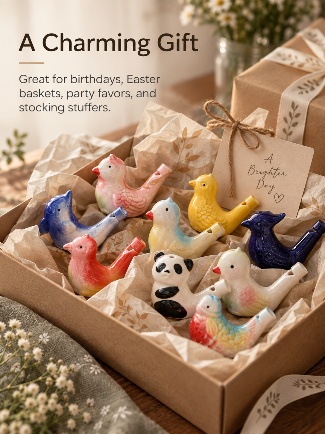 Hand-Painted Ceramic Bird Water Whistle