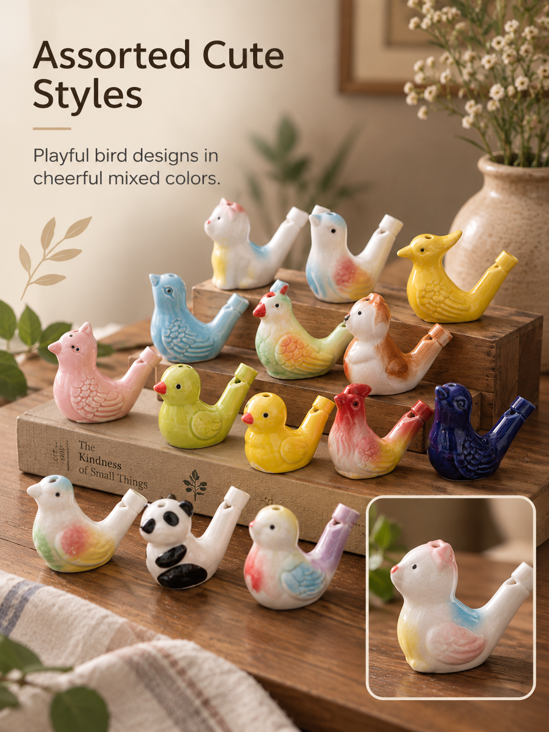 Hand-Painted Ceramic Bird Water Whistle