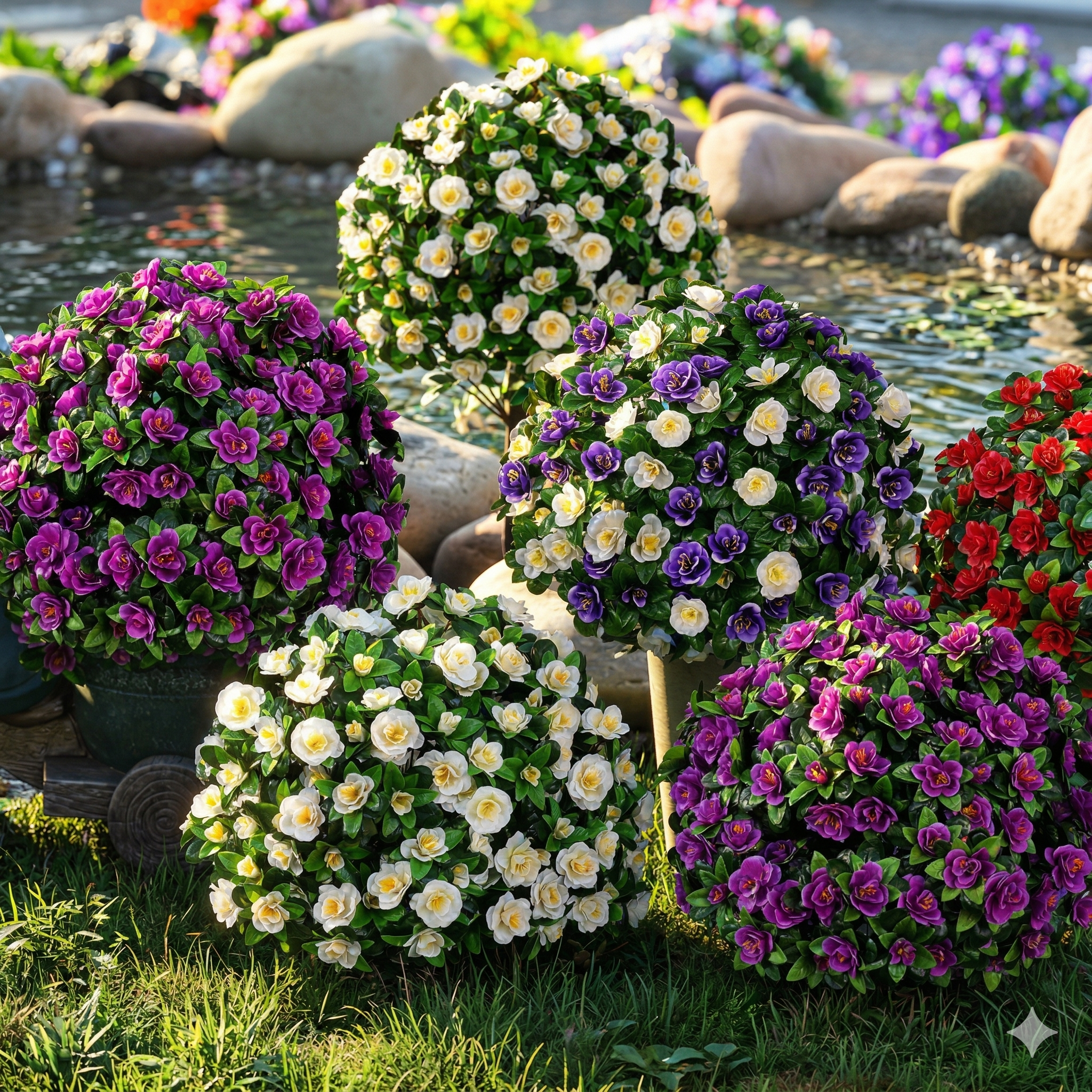 Lifelike Floral Topiary Tree