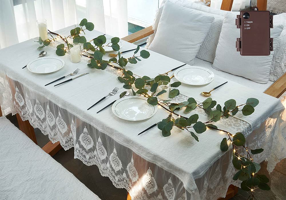 6 FT Pre-Lit Eucalyptus  Garland Battery Operated with Timer 96 Fairy Lights