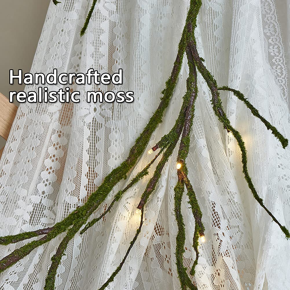 6FT  Pre-Lit Mossy Vine Branch Garland Lights