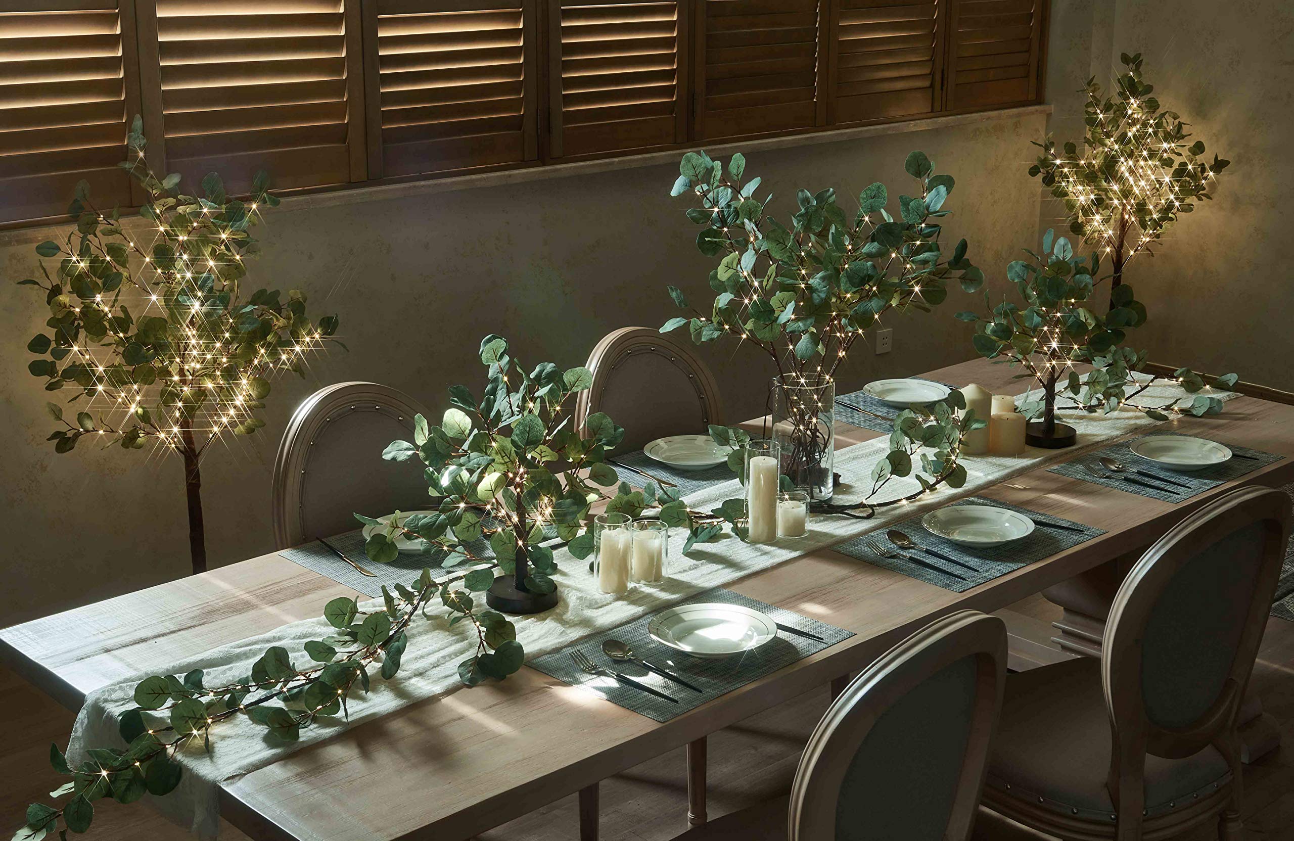 6 FT Pre-Lit Eucalyptus  Garland Battery Operated with Timer 96 Fairy Lights