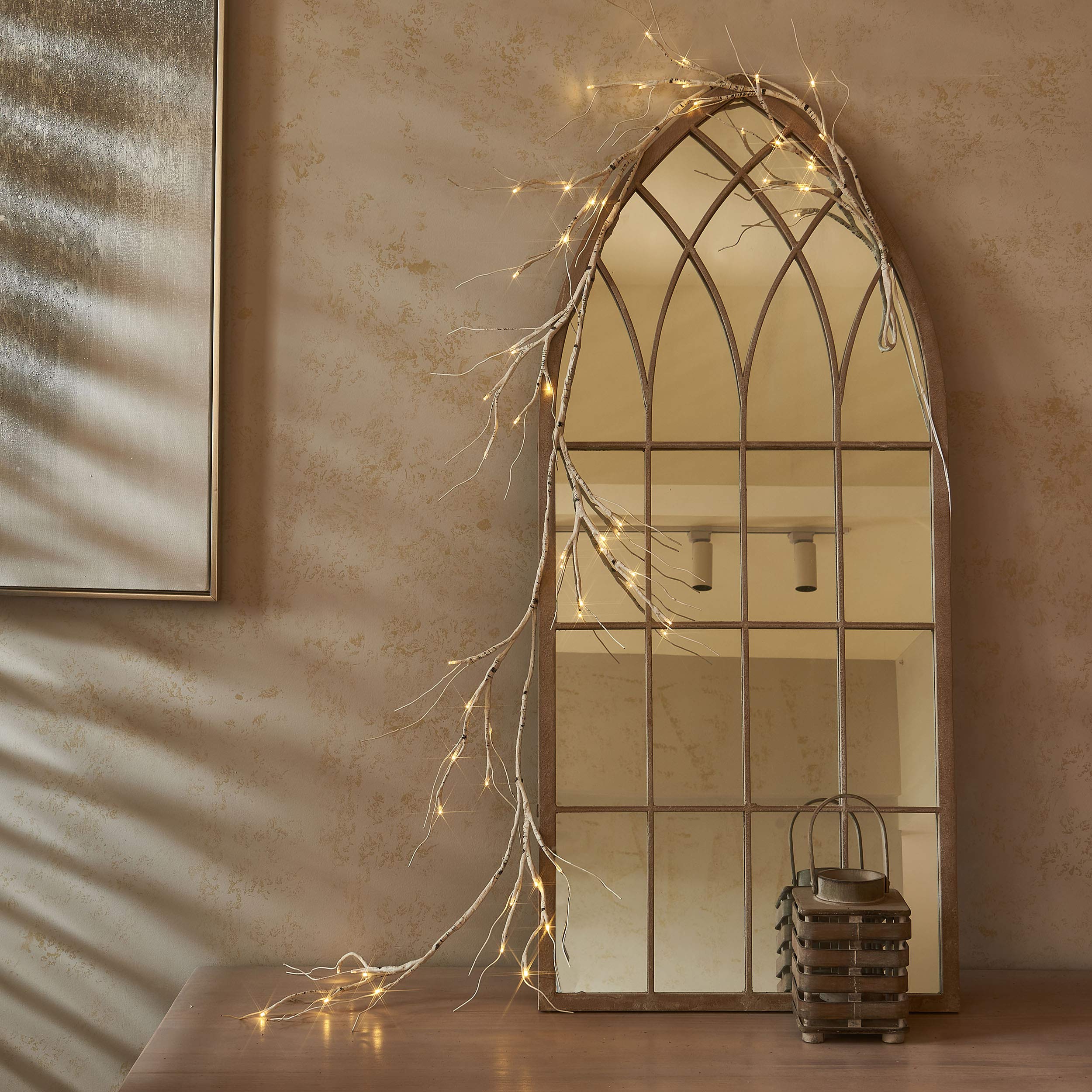 6 FT Pre-Lit White Birch Branch Garland Lights