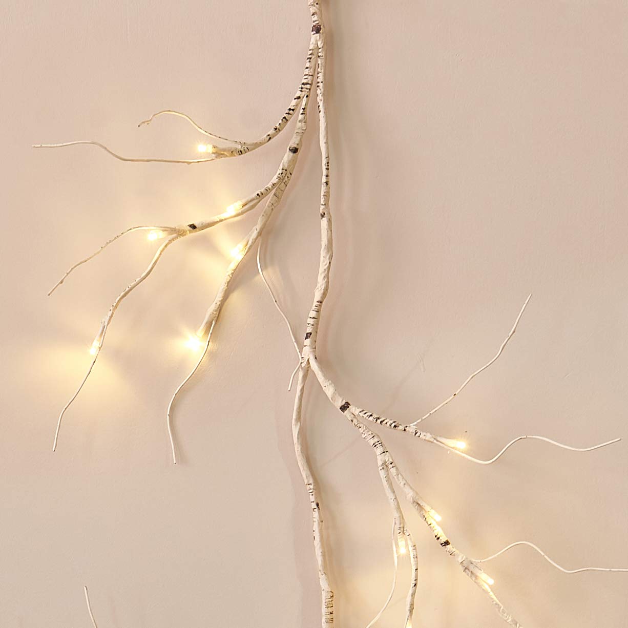 6 FT Pre-Lit White Birch Branch Garland Lights
