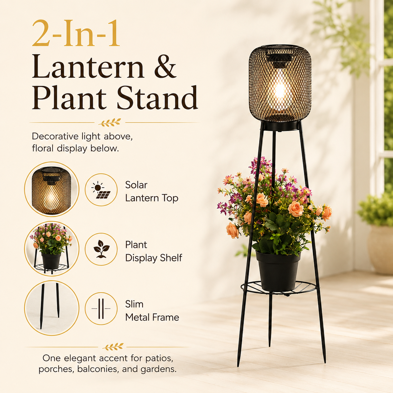 Solar Lantern Plant Stand