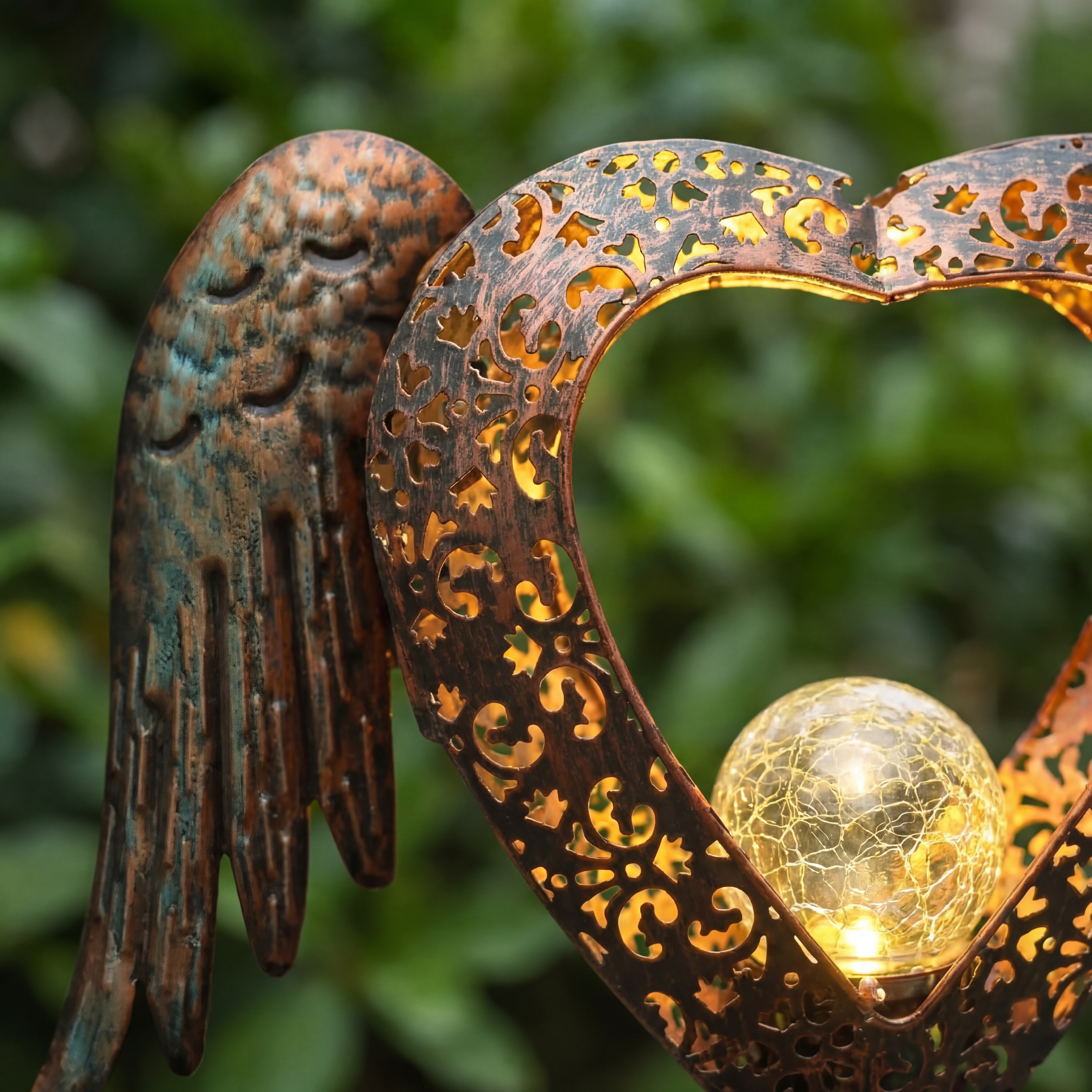 Solar Heart Wing Garden Stake Light