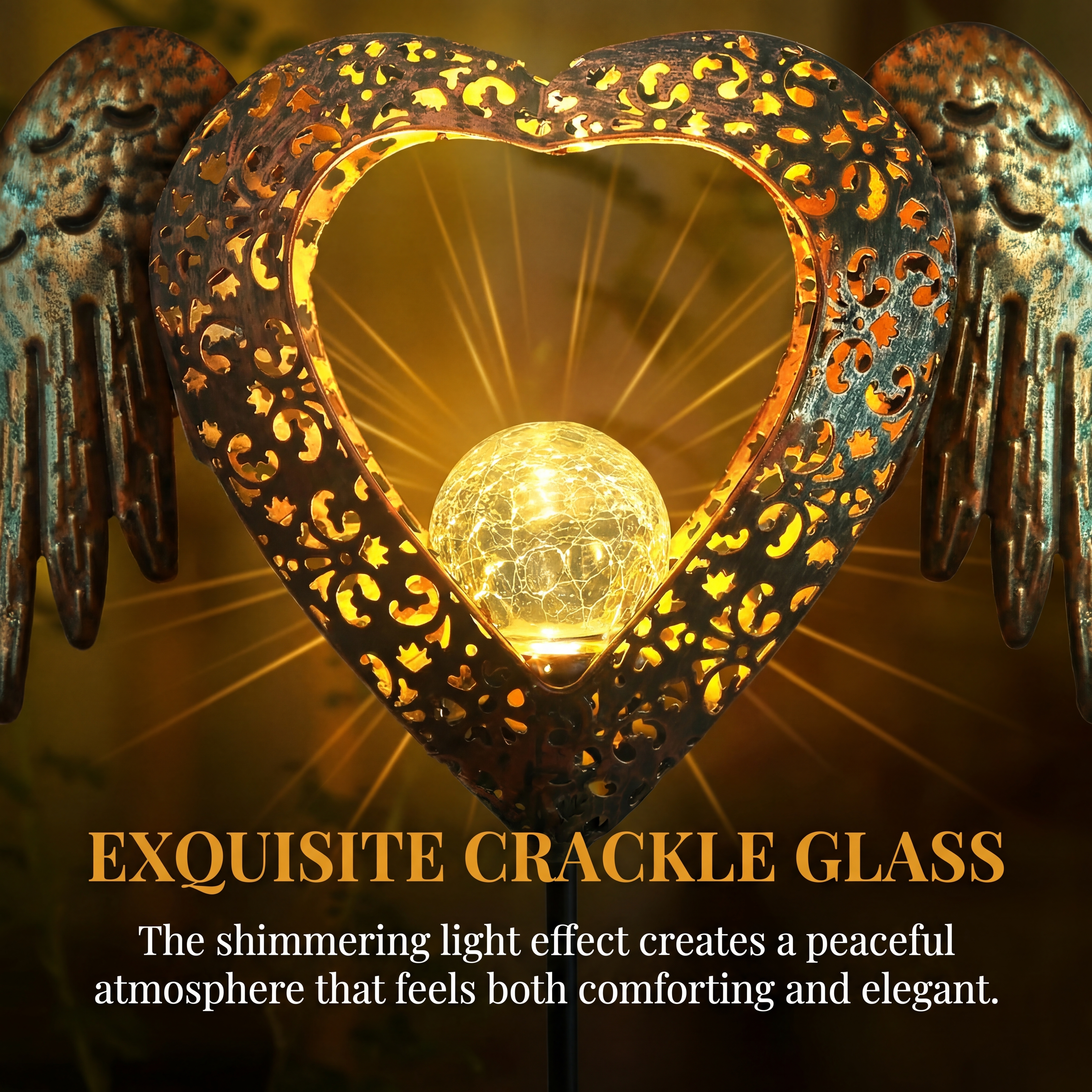 Solar Heart Wing Garden Stake Light