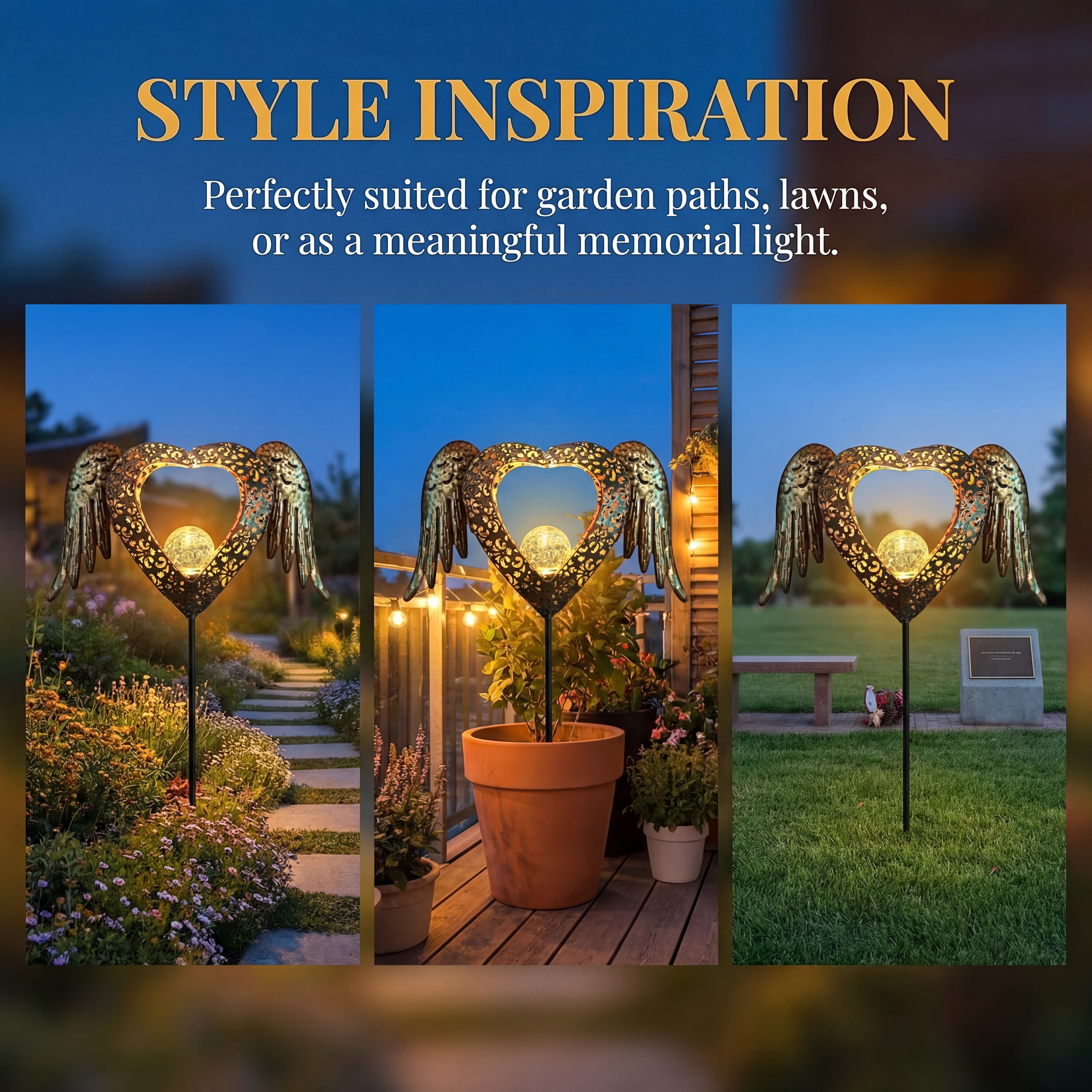 Solar Heart Wing Garden Stake Light
