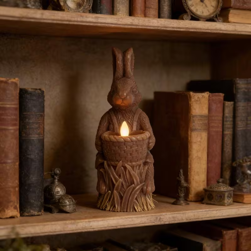 Bunny Basket Flameless Candle – Soft Flickering LED Spring Decor