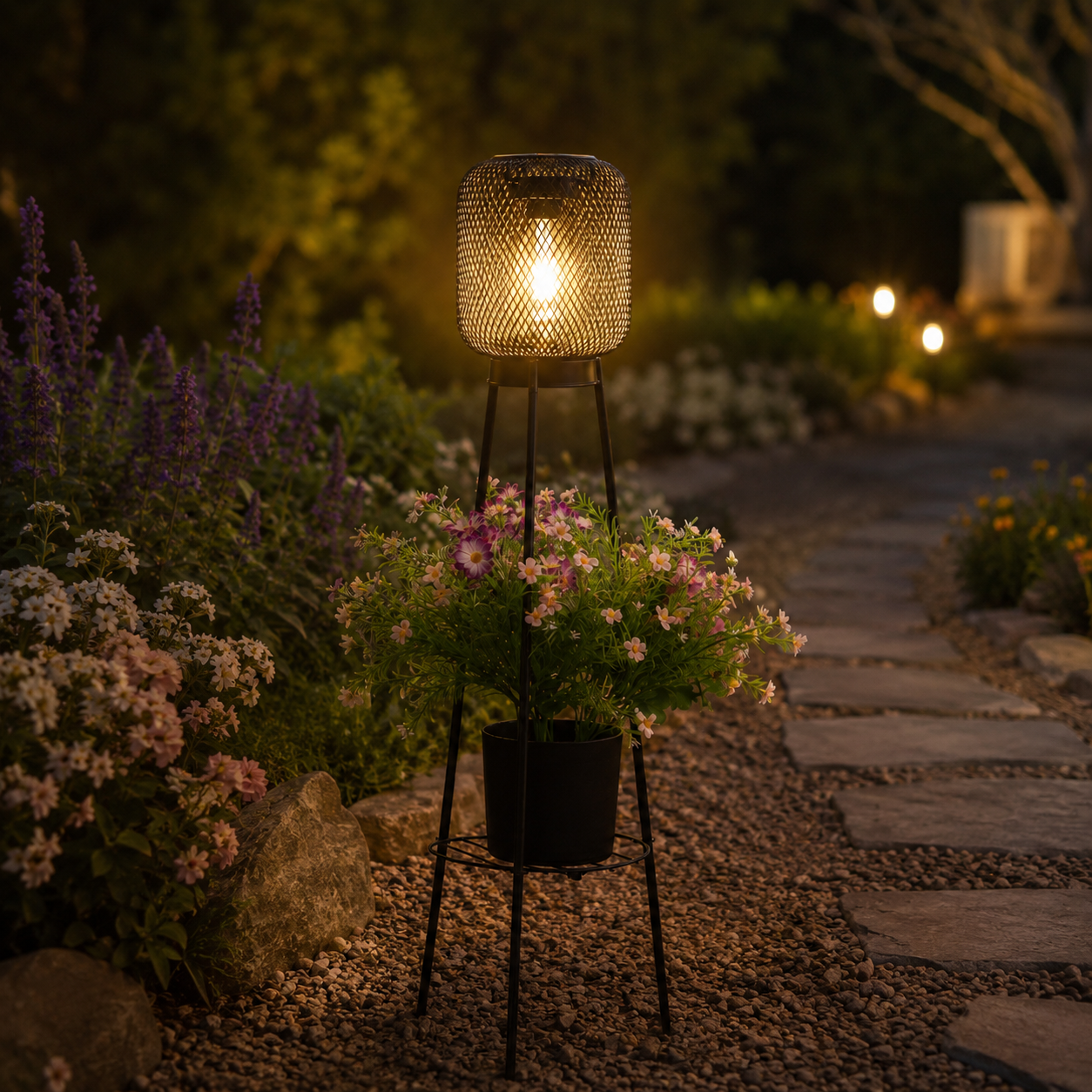Solar Lantern Plant Stand