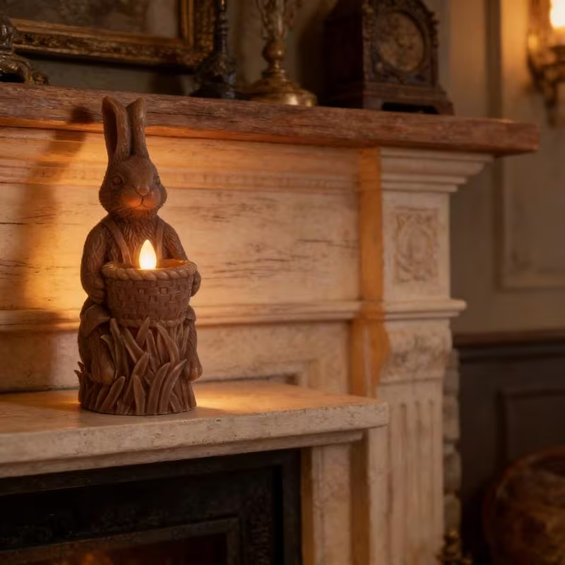 Bunny Basket Flameless Candle – Soft Flickering LED Spring Decor