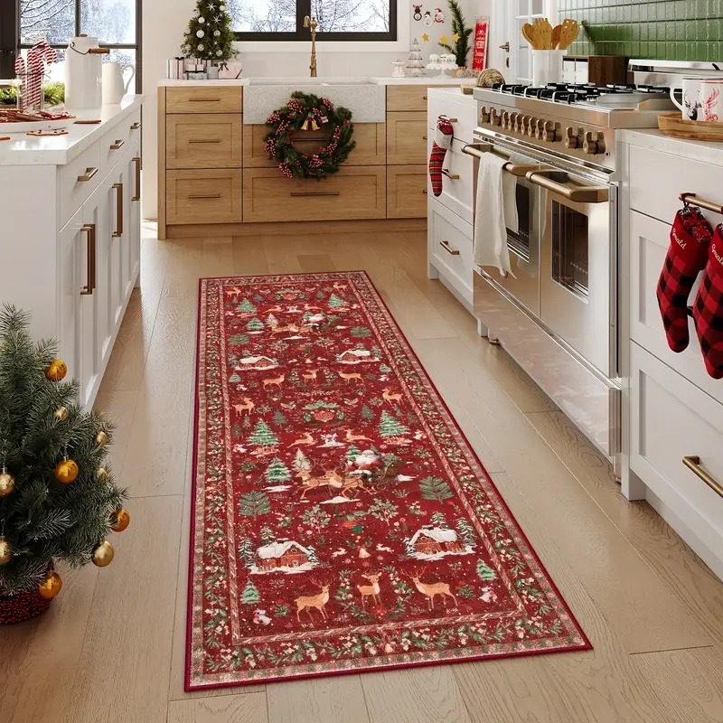 🎄Early Christmas Sale - 50% OFF🔥Christmas Reindeer & Trees Runner Mat (20" x 71")