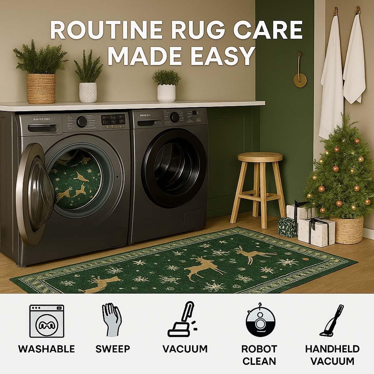 🎄Early Christmas Sale - 50% OFF🔥Christmas Reindeer & Trees Runner Mat (20" x 71")