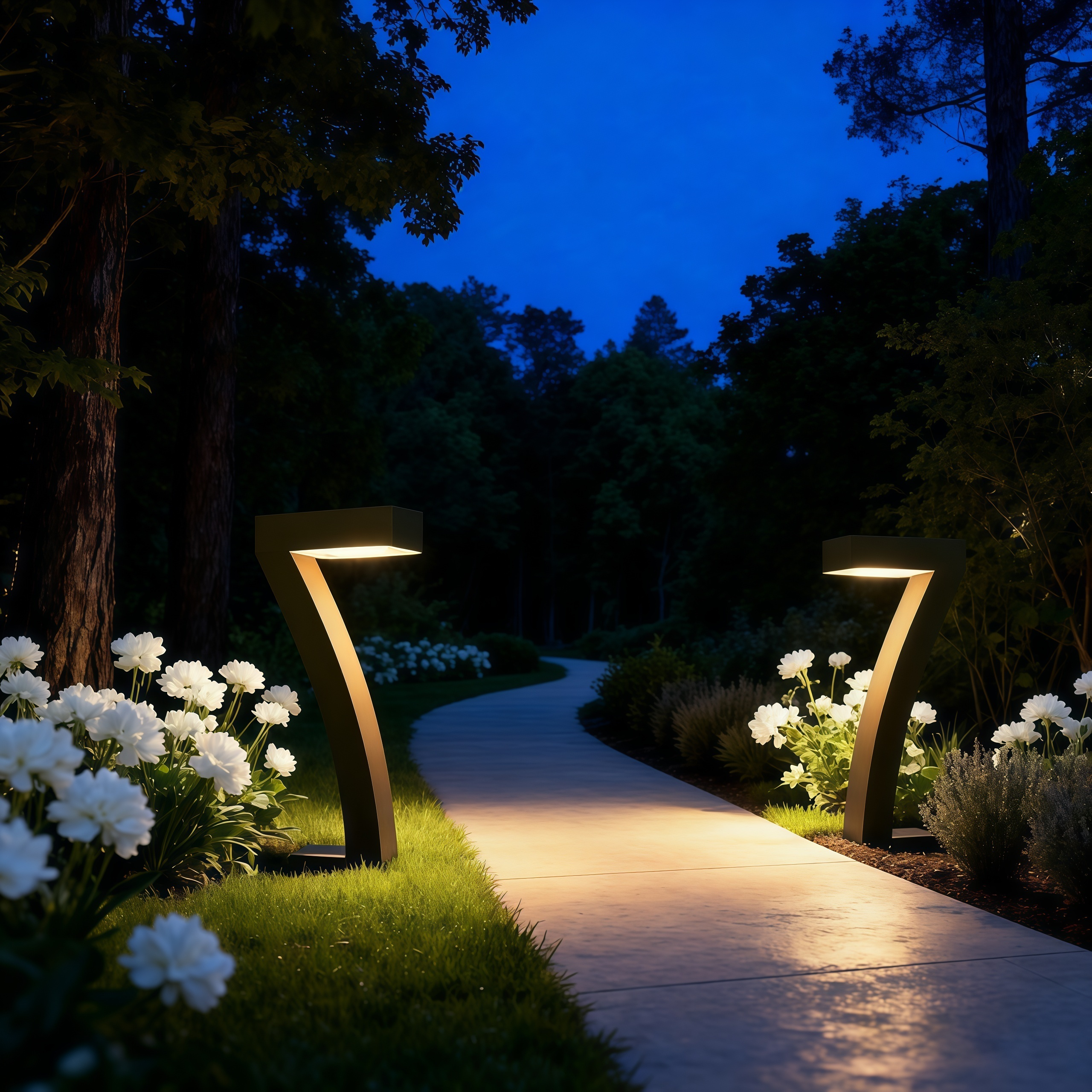 Modern “Z” Shape Solar LED Pathway Lights Warm White 2700K