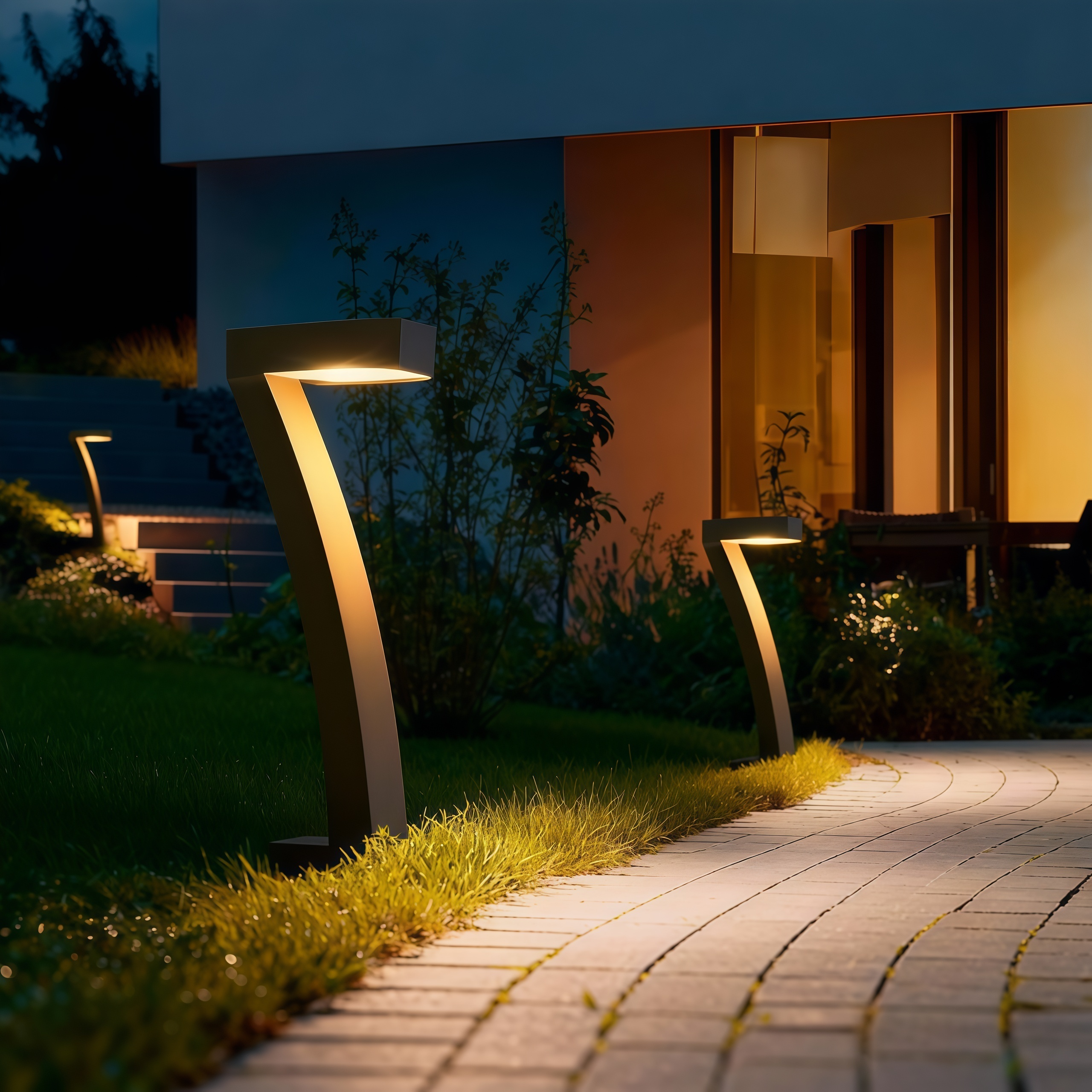 Modern “Z” Shape Solar LED Pathway Lights Warm White 2700K
