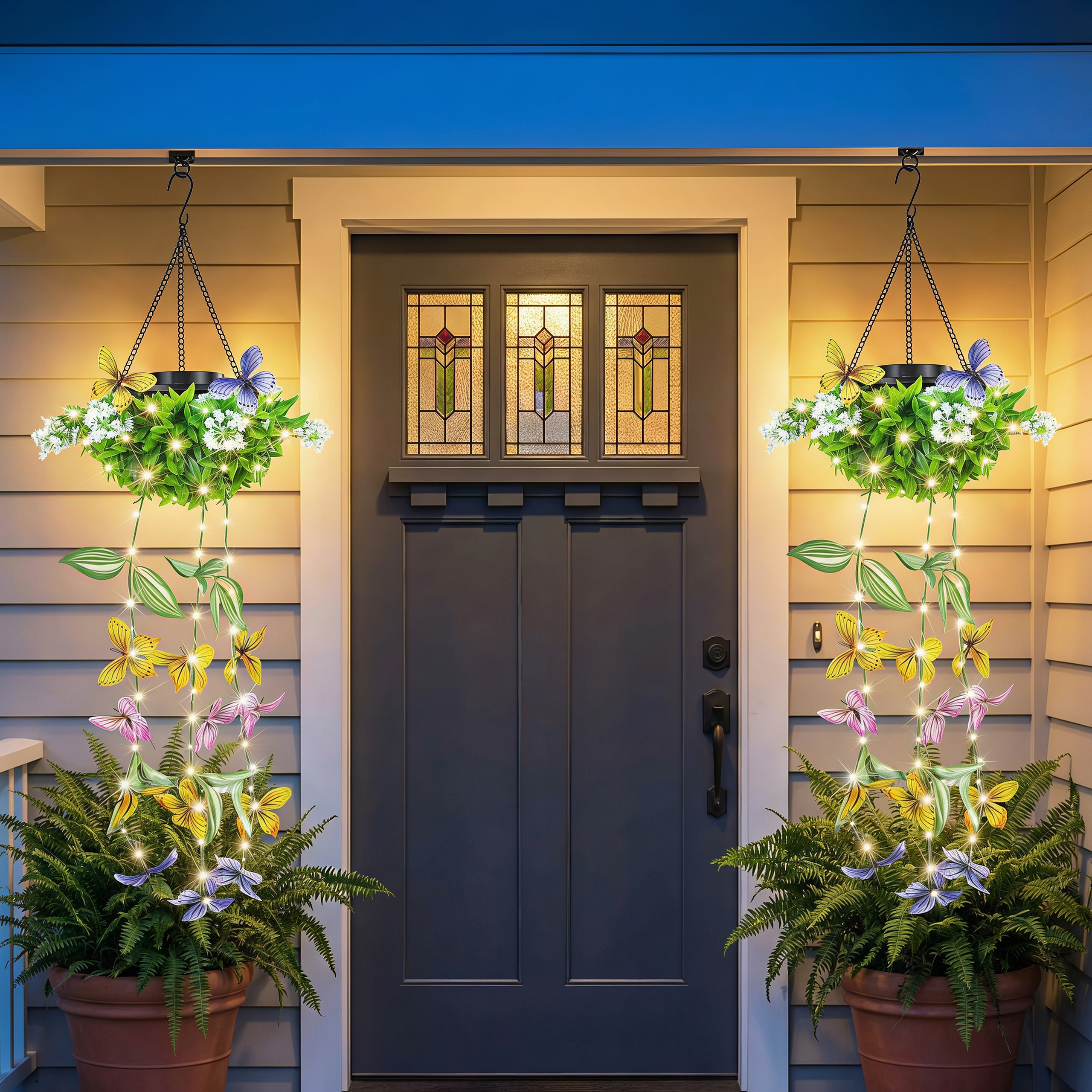 Porch Glow Solar Butterfly Hanging Lights
