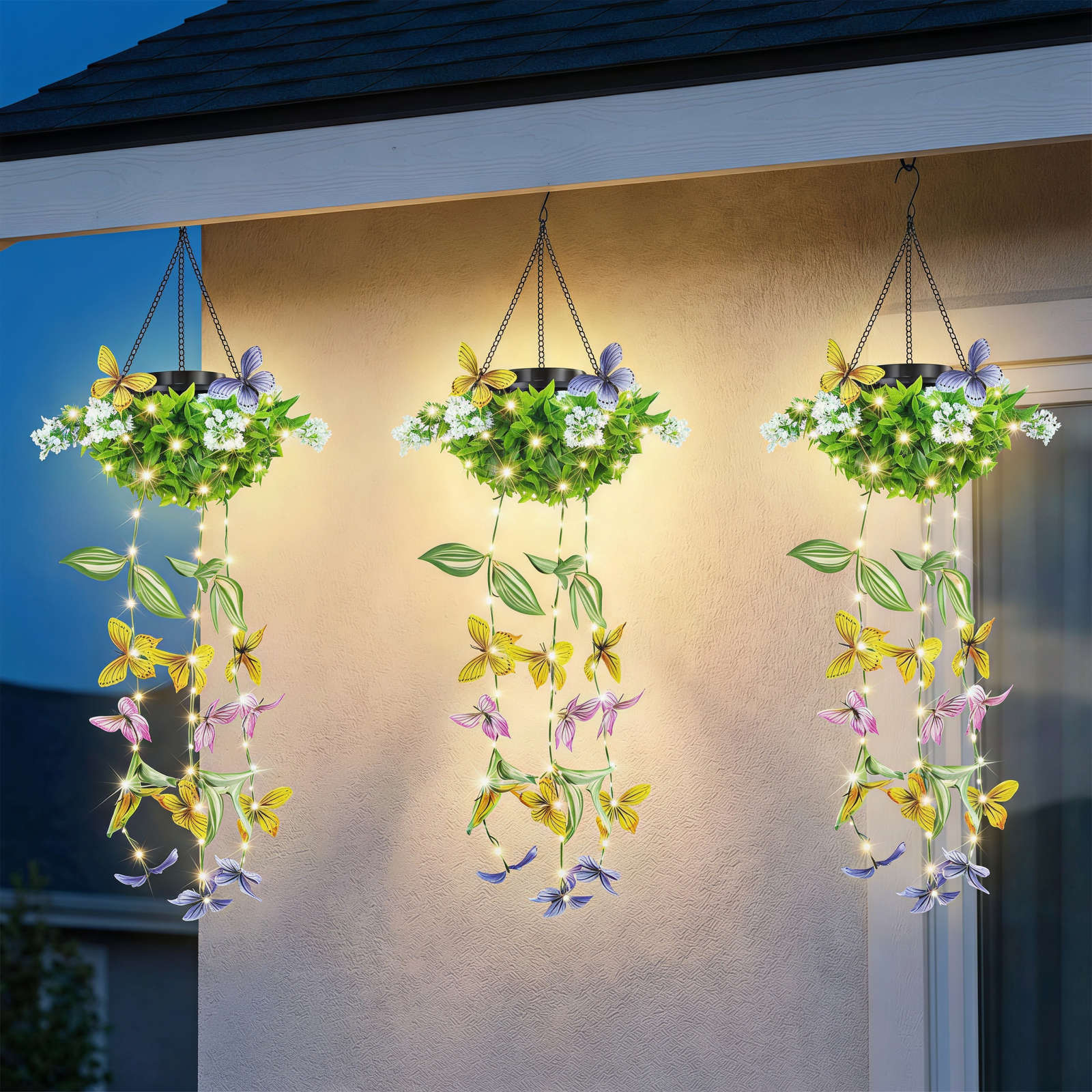 Porch Glow Solar Butterfly Hanging Lights