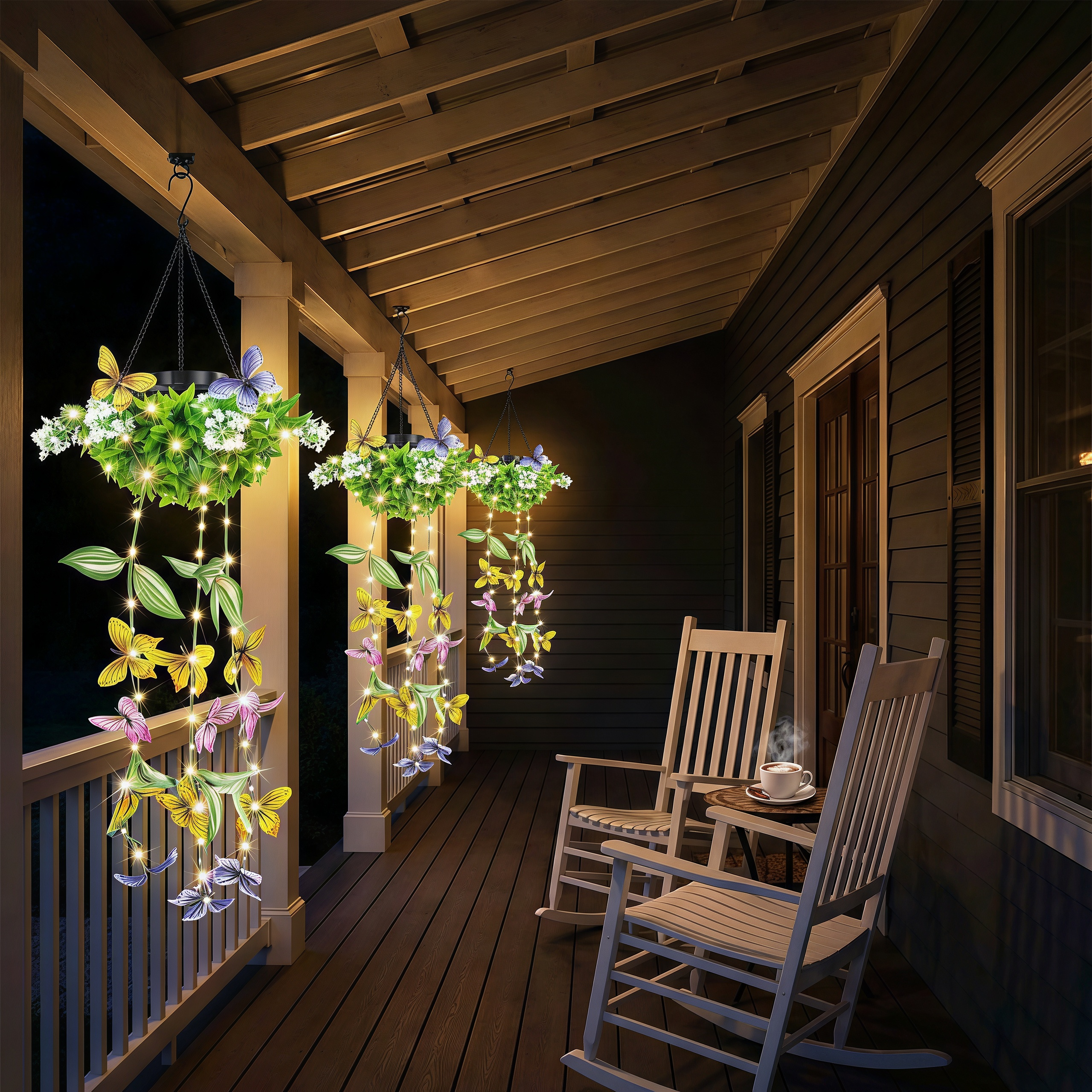 Porch Glow Solar Butterfly Hanging Lights