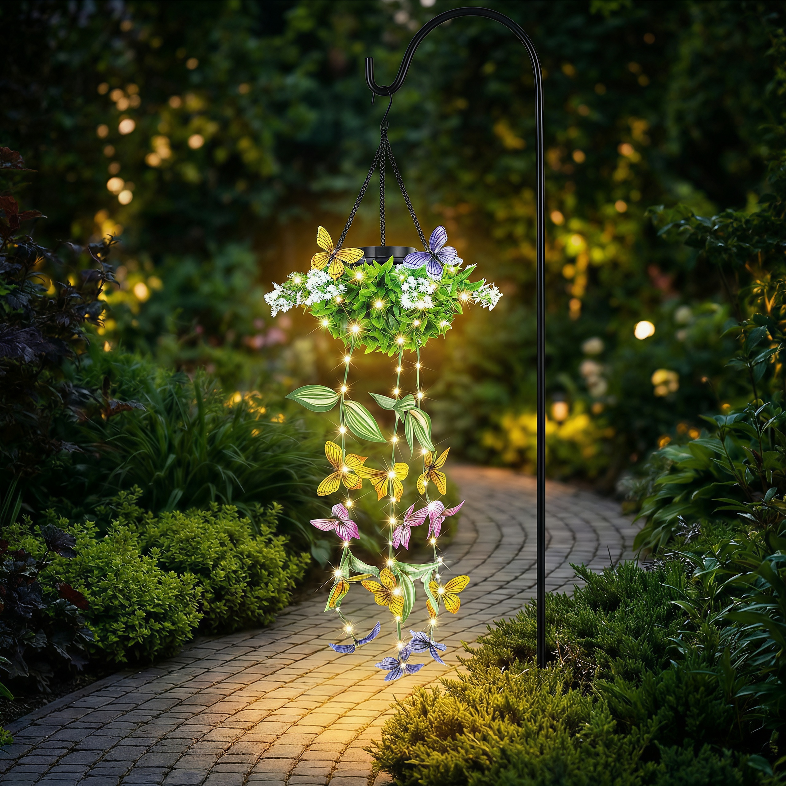Porch Glow Solar Butterfly Hanging Lights