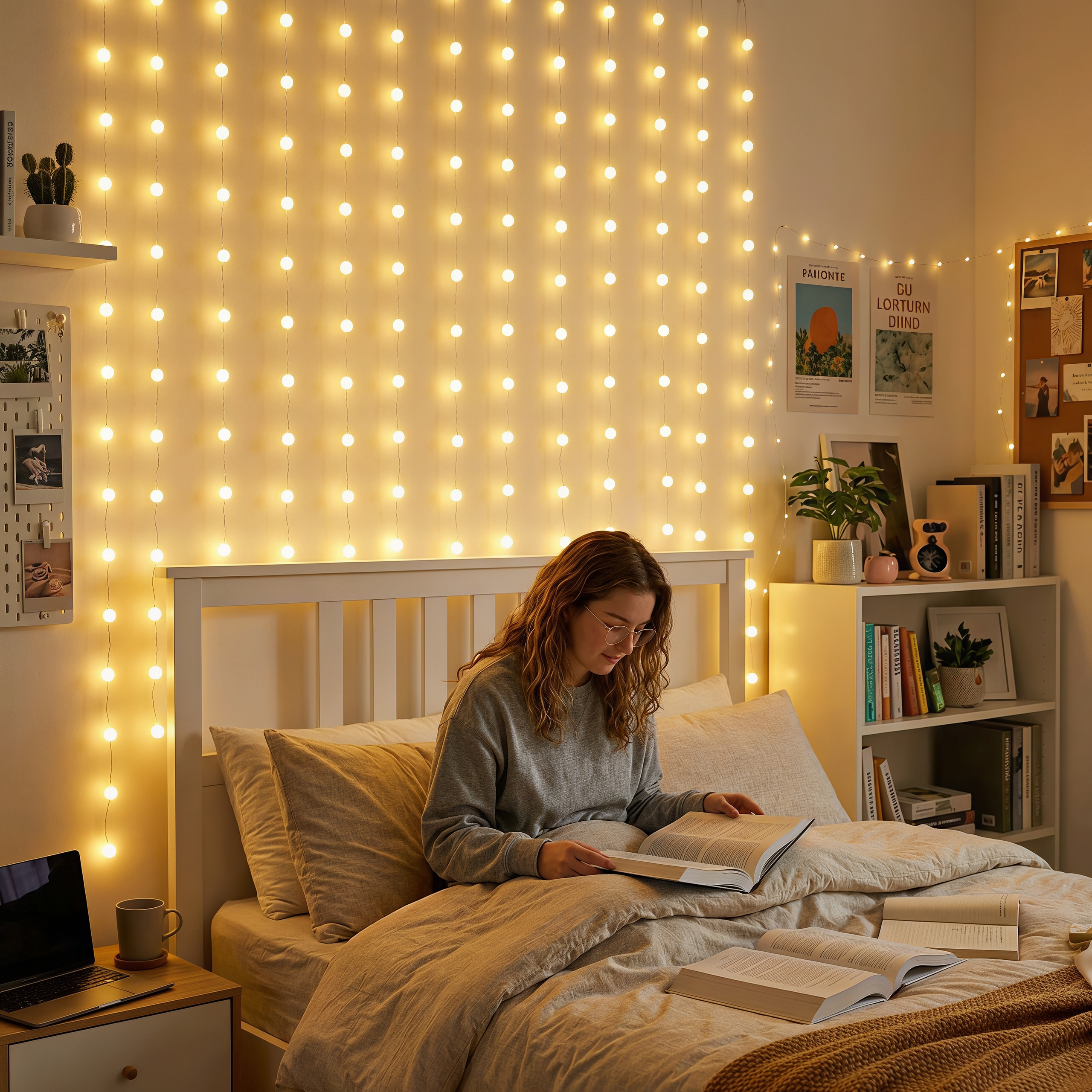 9.84 FT Warm White LED Window Curtain Lights with Hanging Strands