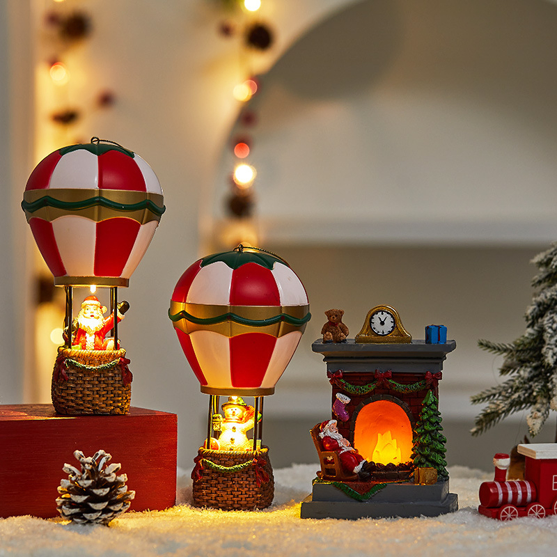 Christmas Winter Hot Air Balloon Snowman Set 