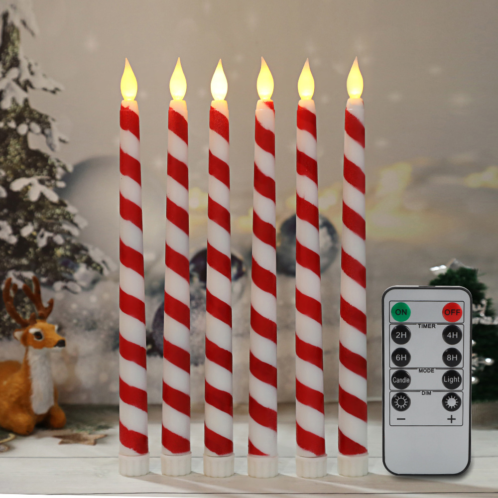 6 Pack Candy Cane Flameless Candles