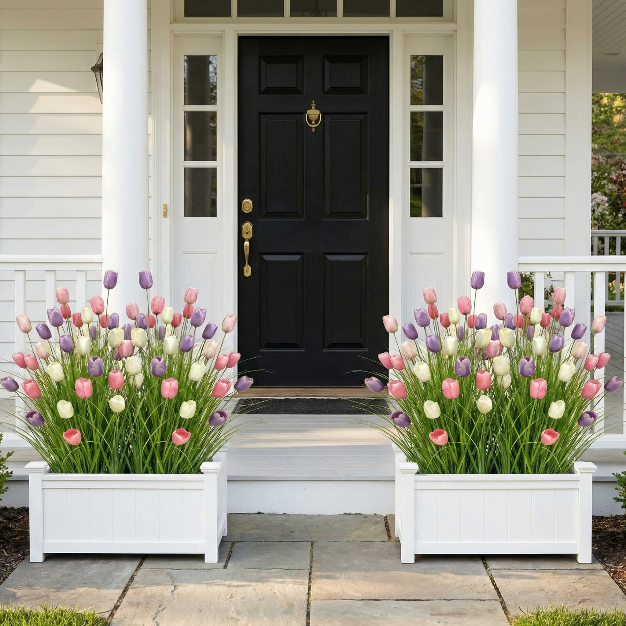 Decorative Artificial Tulip Bouquets with Pampas Grass