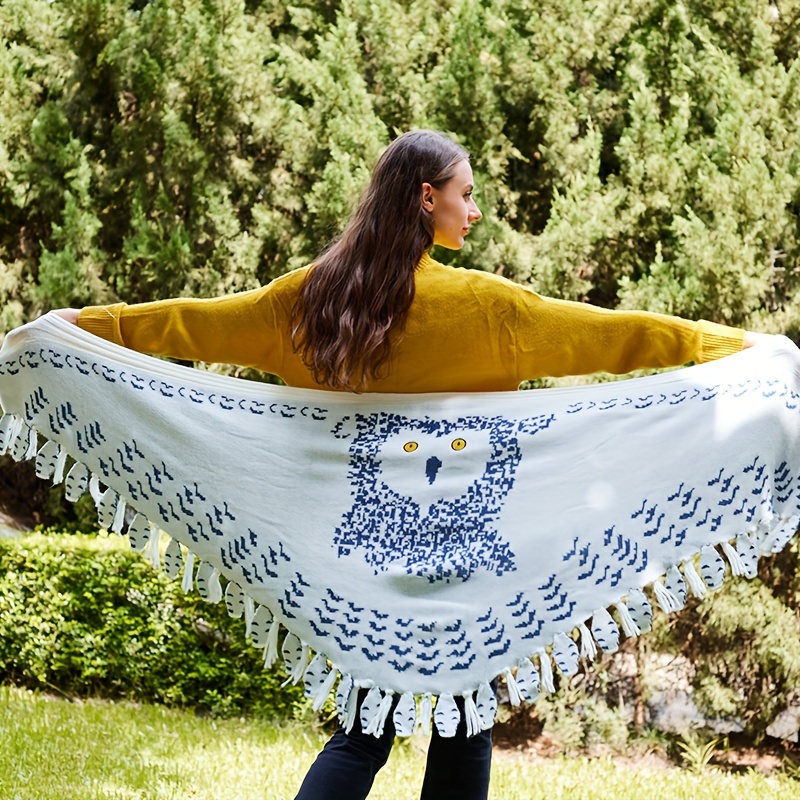 Snowy Owl Wing Knit Shawl ,Soft Knit Feather Cape for Boho Travel