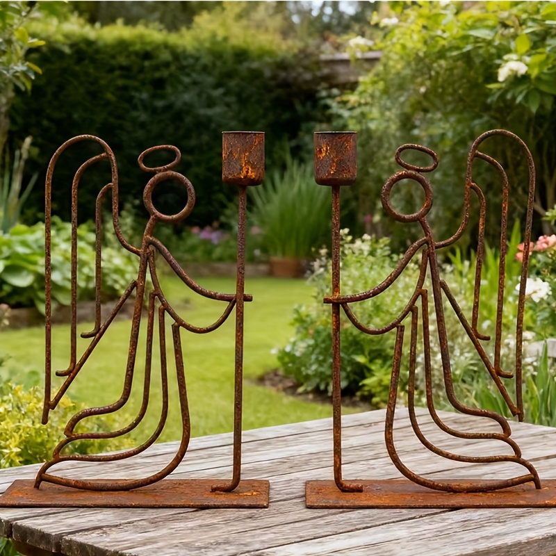 1 Pack Vintage Guardian Angel Wrought Iron Candle Holder