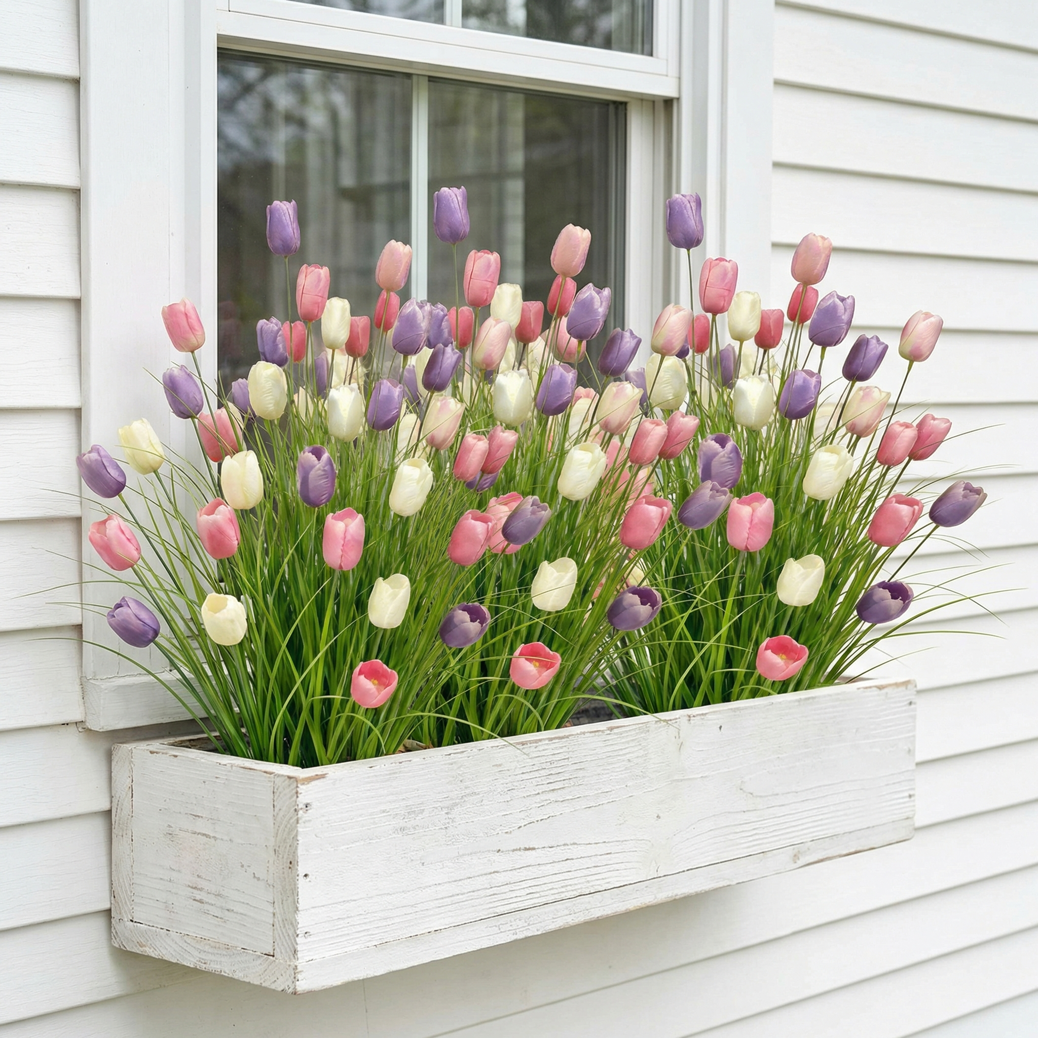 Decorative Artificial Tulip Bouquets with Pampas Grass