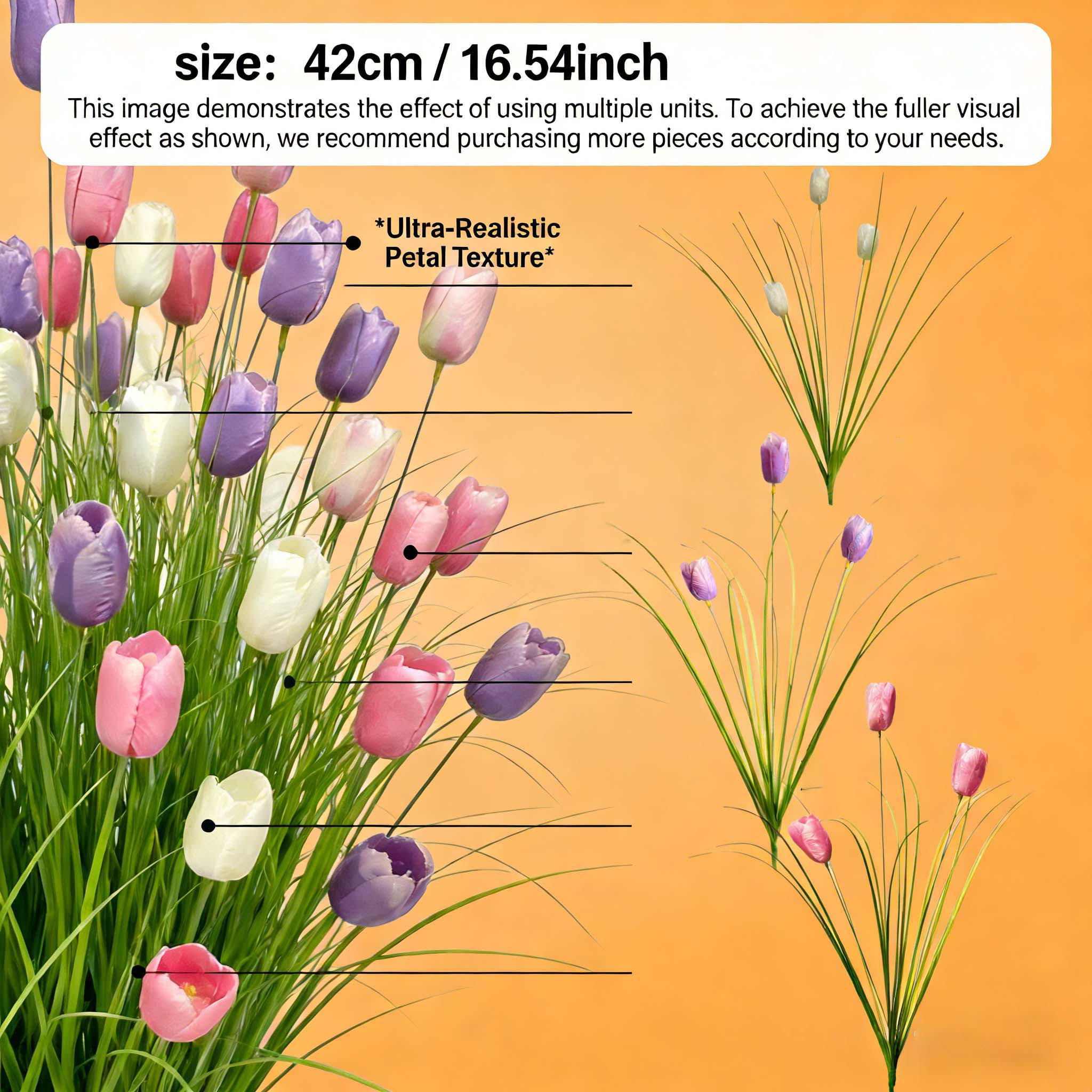 Decorative Artificial Tulip Bouquets with Pampas Grass