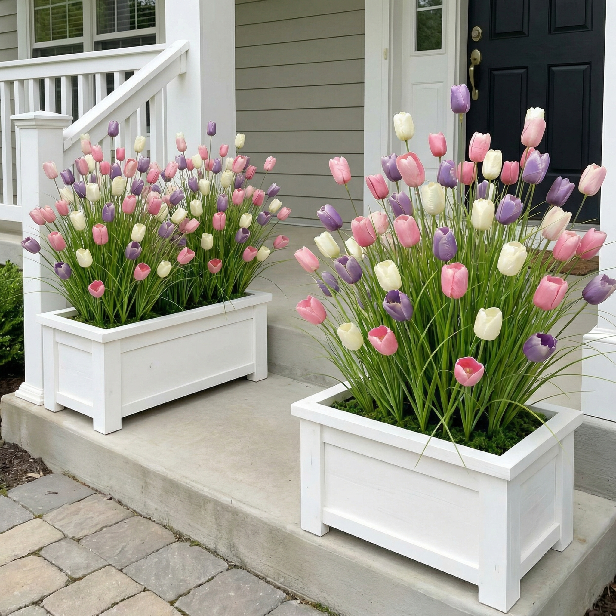 Decorative Artificial Tulip Bouquets with Pampas Grass